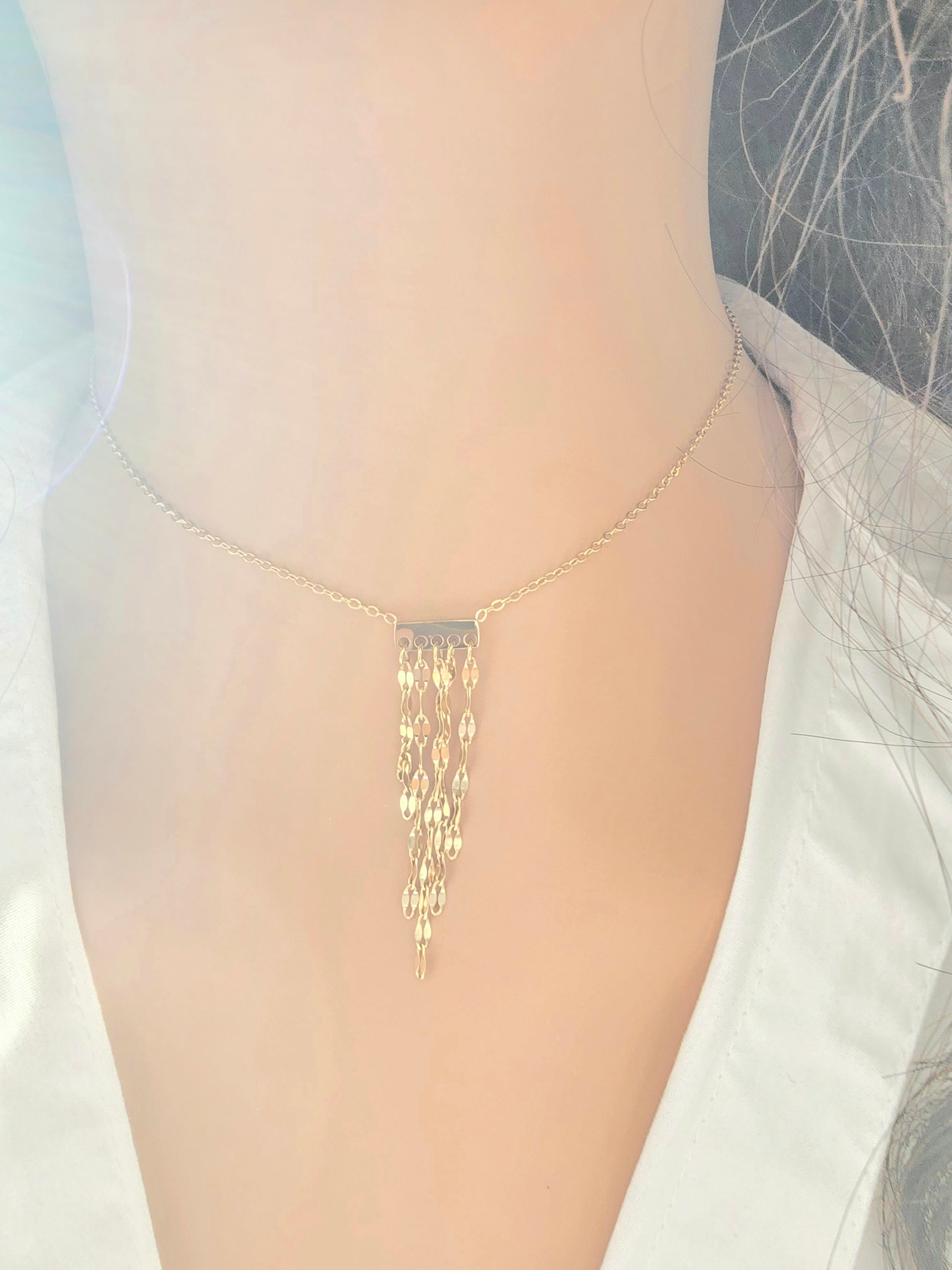 Collier Louane  - Pendentif 5 Chaînettes Acier Inoxydable | Élégant Or et Ame Bijoux
