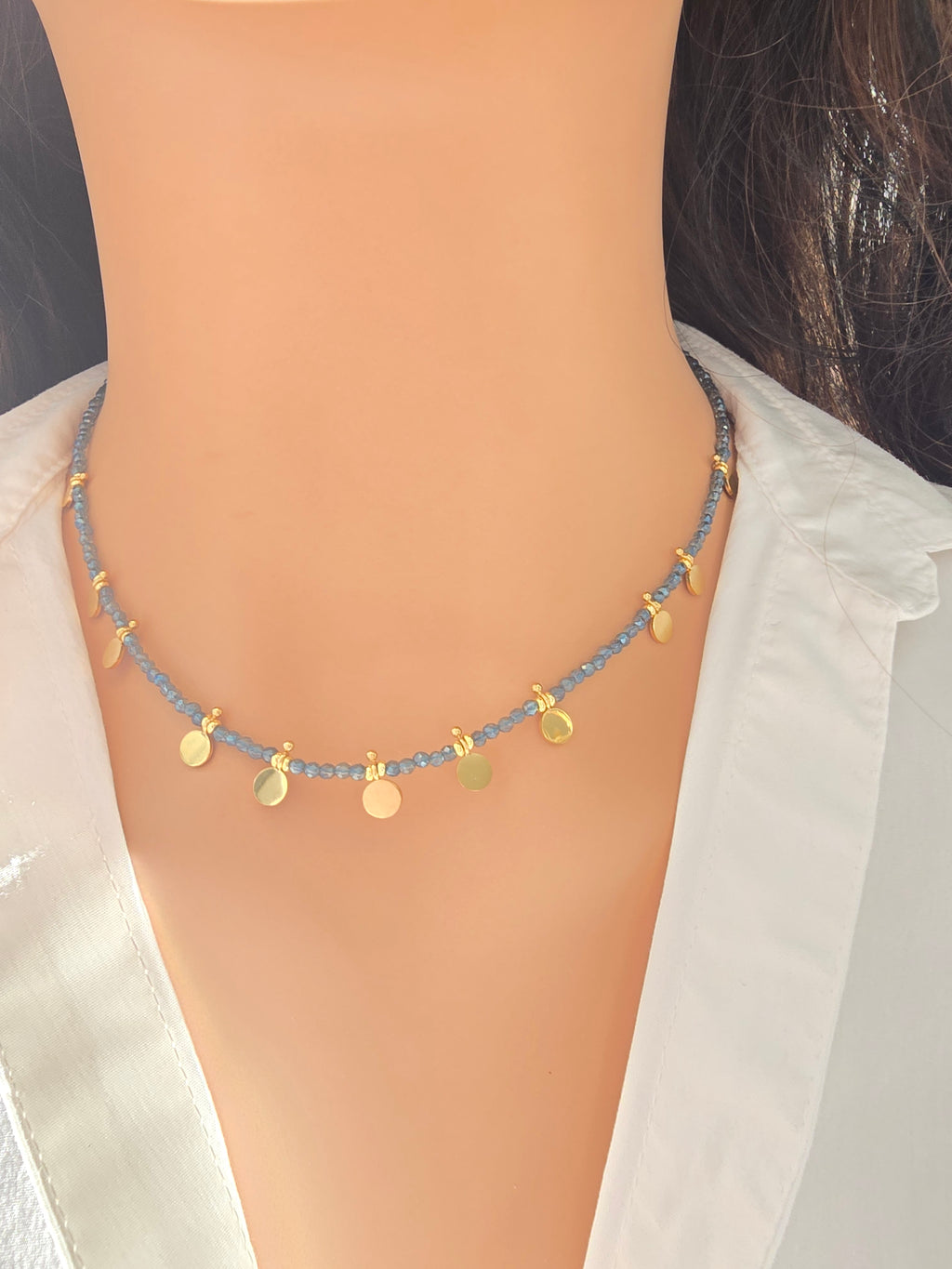 Collier EMILIE - Choker Pâtes de Verre Colorées & Pampilles Acier Inoxydable Or et Ame Bijoux