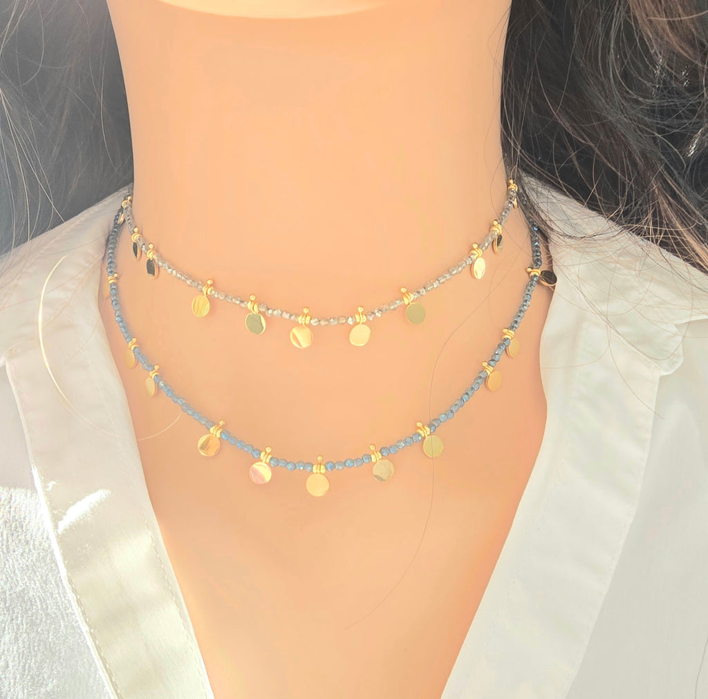 Collier EMILIE - Choker Pâtes de Verre Colorées & Pampilles Acier Inoxydable Or et Ame Bijoux