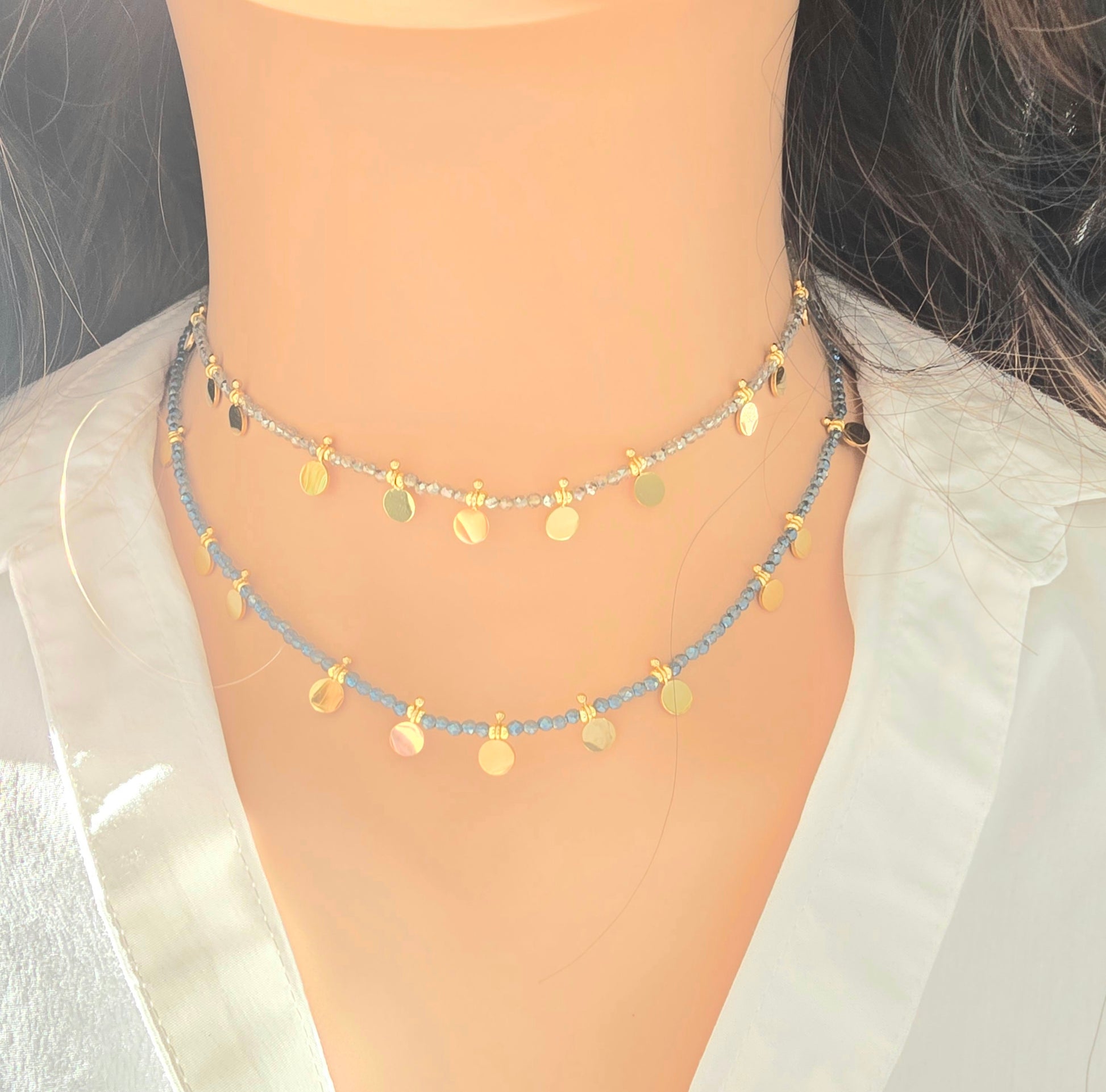 Collier EMILIE - Choker Pâtes de Verre Colorées & Pampilles Acier Inoxydable Or et Ame Bijoux