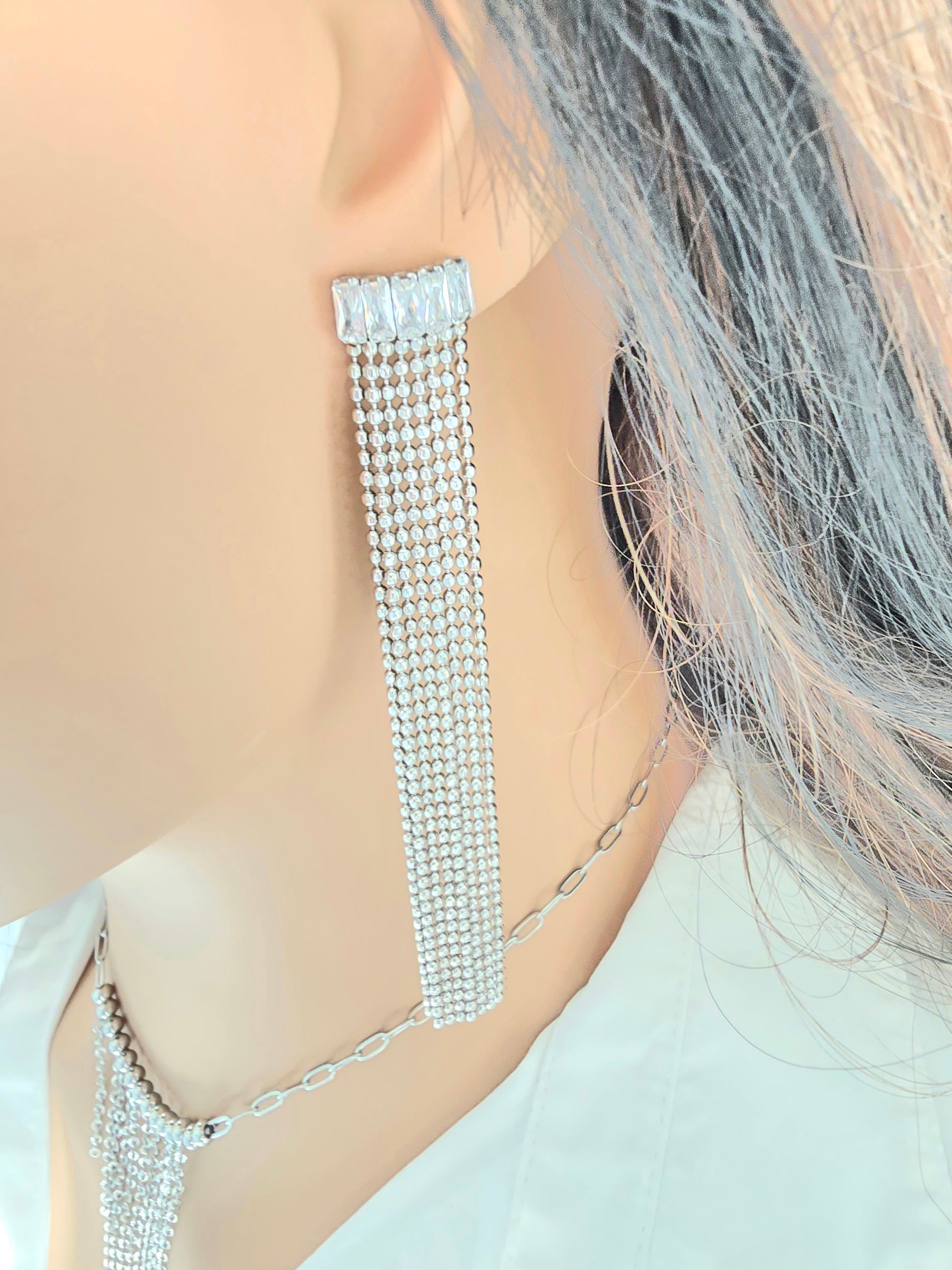 Boucles d'oreilles Lidwin  - Franges Romantiques Acier Inoxydable | Bohème Or et Ame Bijoux