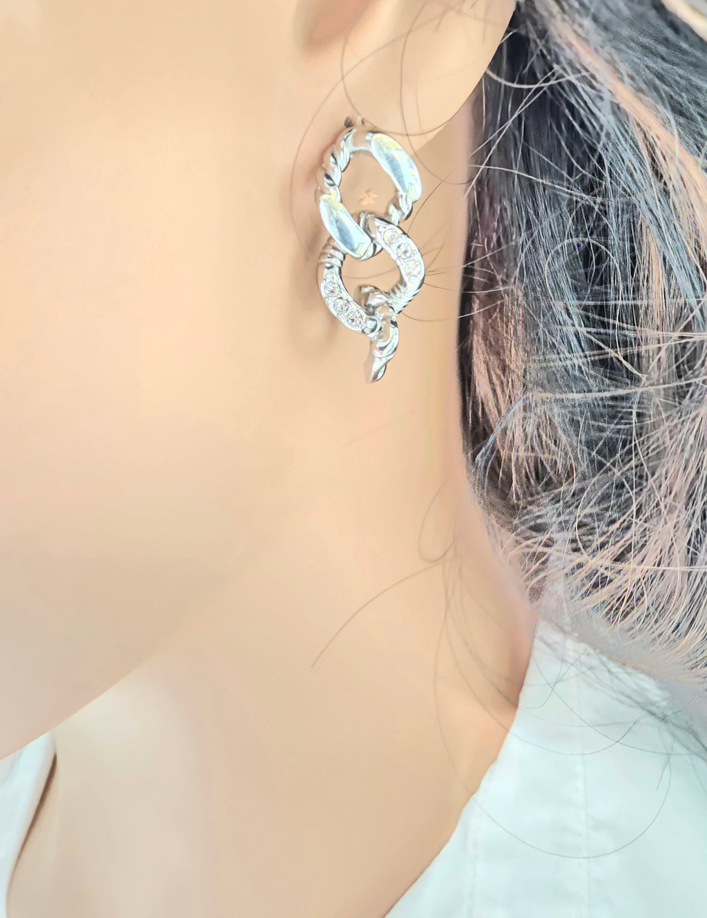 Boucles d'oreilles Cali TRiple Anneau Zirconium - Or et Ame Bijoux