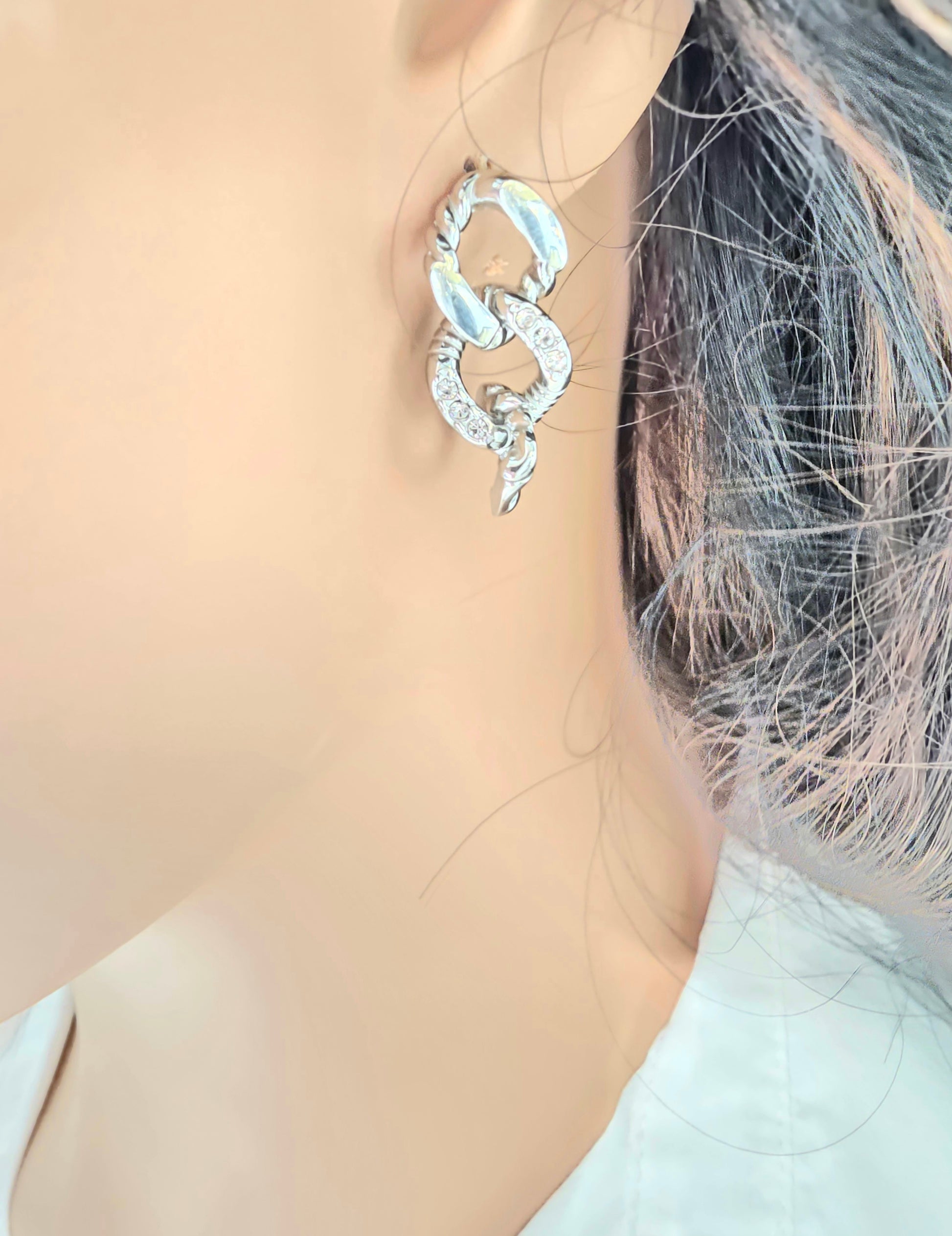 Boucles d'oreilles Cali TRiple Anneau Zirconium - Or et Ame Bijoux