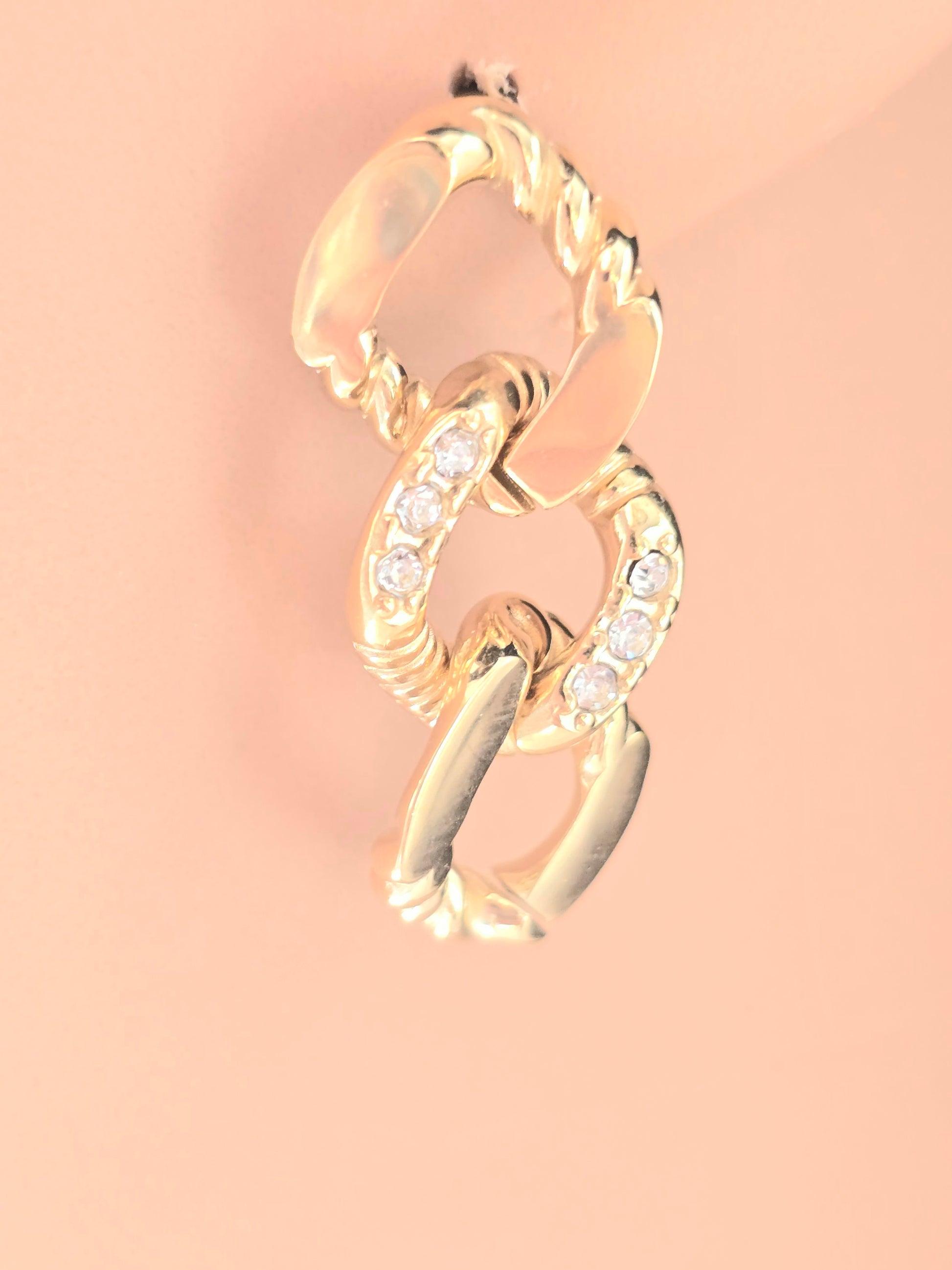 Boucles d'oreilles Cali TRiple Anneau Zirconium - Or et Ame Bijoux