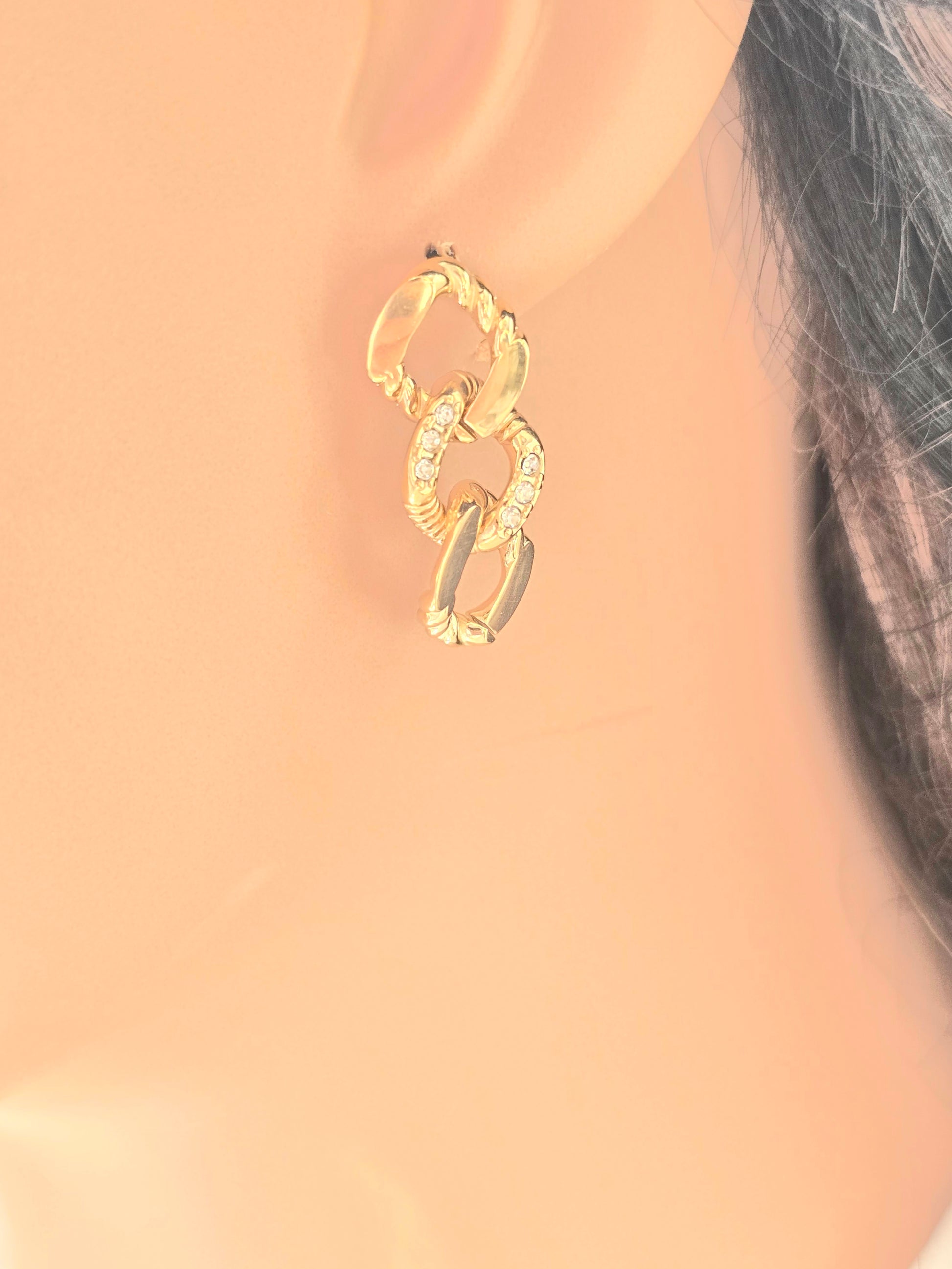 Boucles d'oreilles Cali TRiple Anneau Zirconium - Or et Ame Bijoux