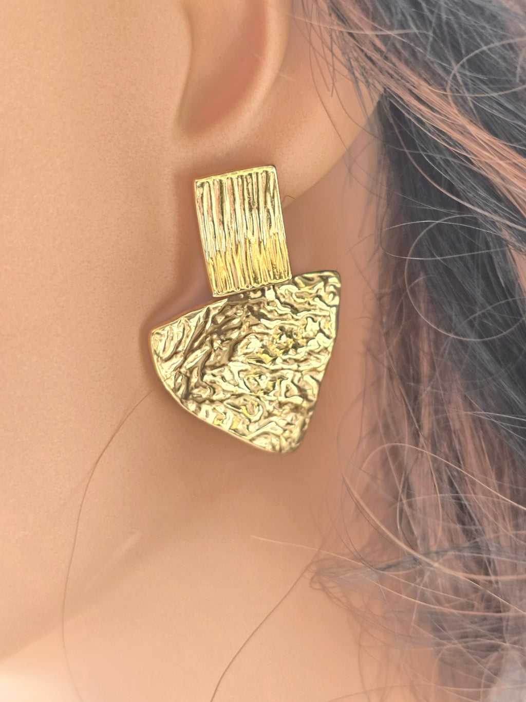 Boucles d'oreilles Jessi - Puces Géométriques Graphiques Acier Inoxydable Or et Ame Bijoux