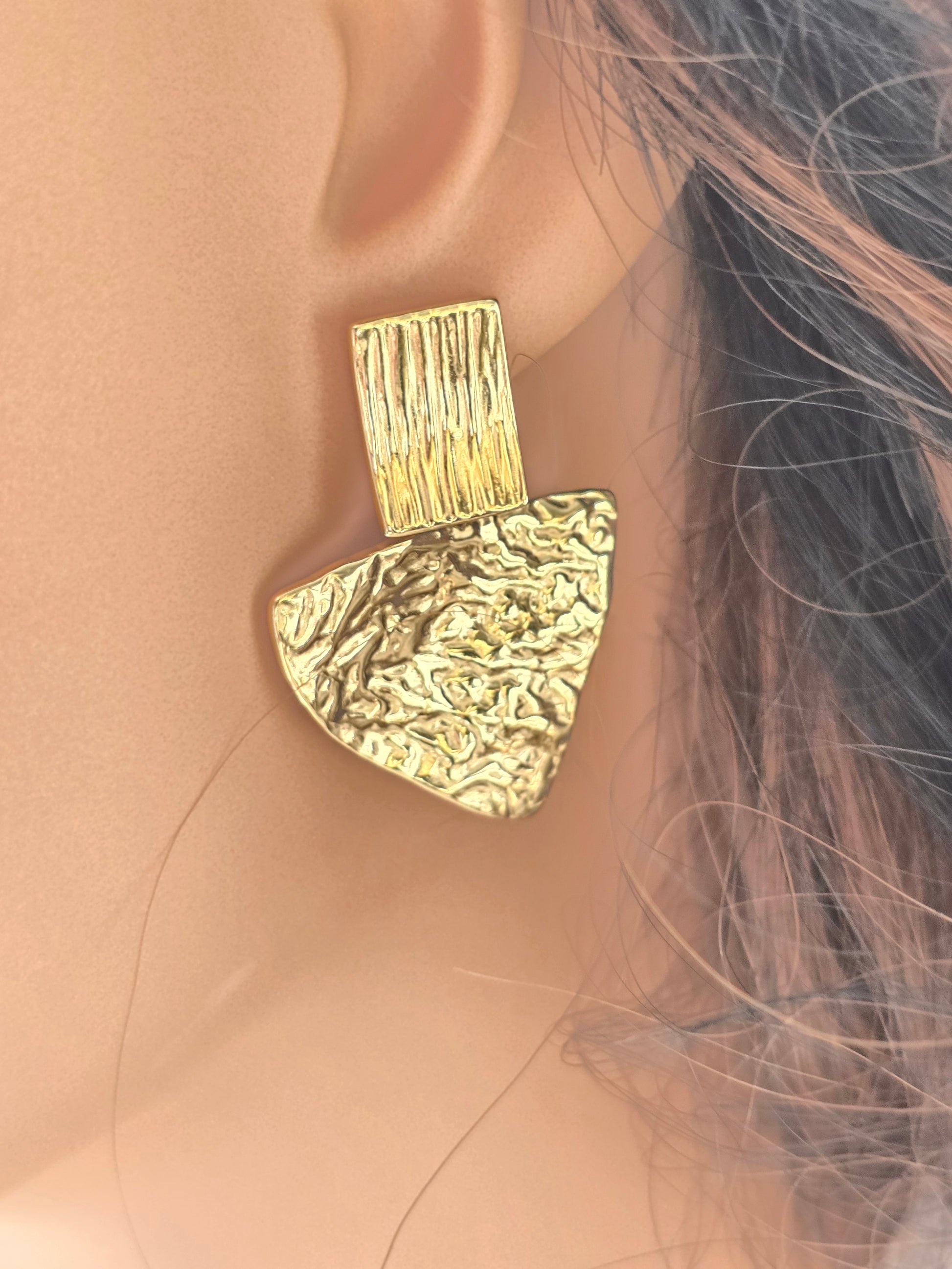 Boucles d'oreilles Jessi - Puces Géométriques Graphiques Acier Inoxydable Or et Ame Bijoux