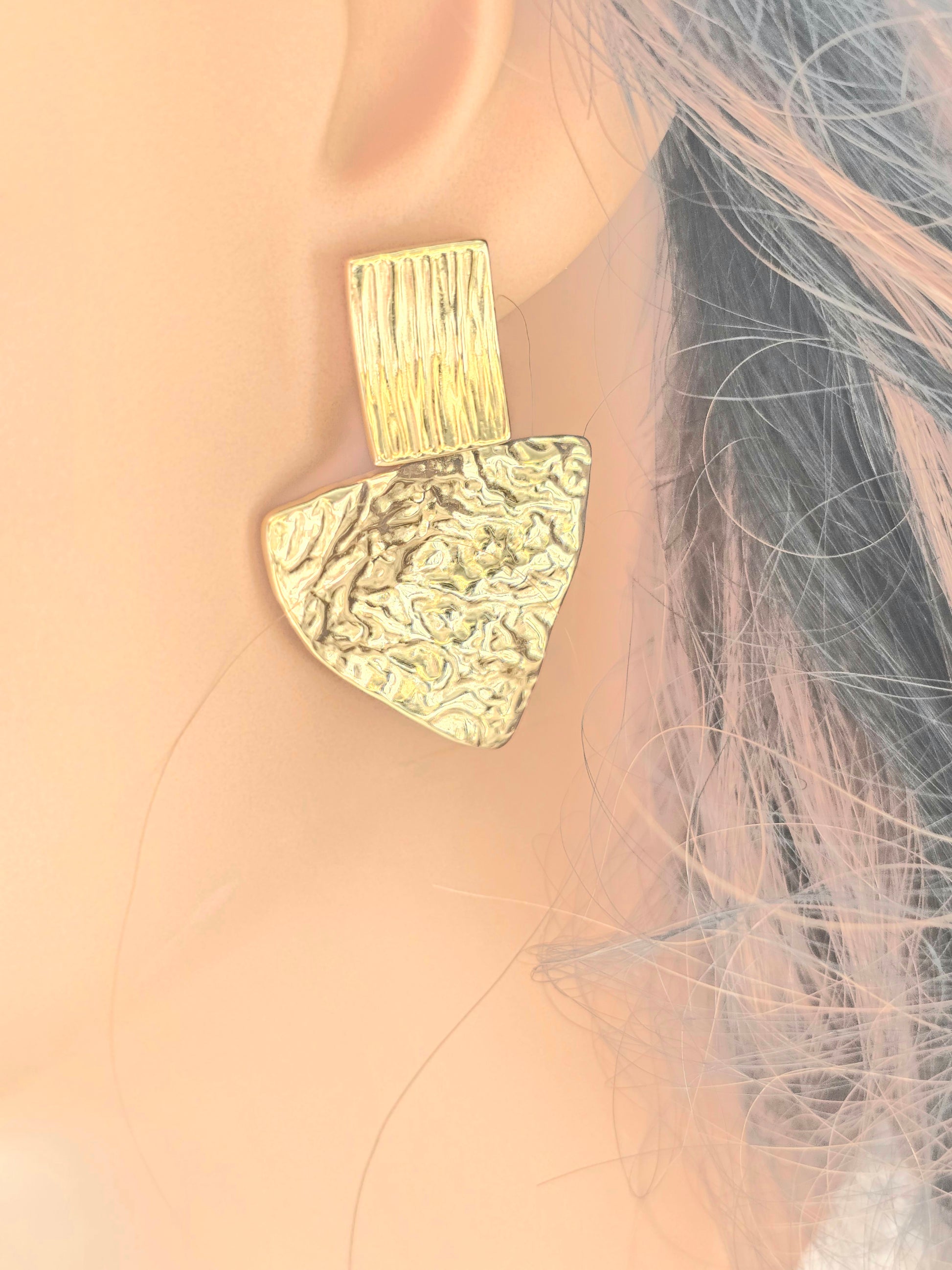 Boucles d'oreilles Jessi - Puces Géométriques Graphiques Acier Inoxydable Or et Ame Bijoux