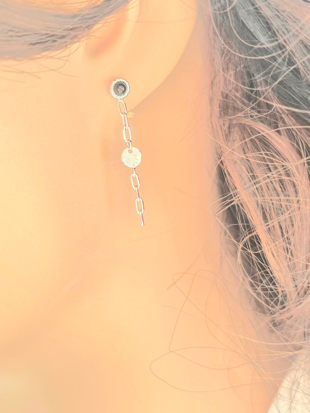 Boucles d'oreilles Albi - Chaînettes Soleil & Agate Noire Naturelle | Bohème Or et Ame Bijoux