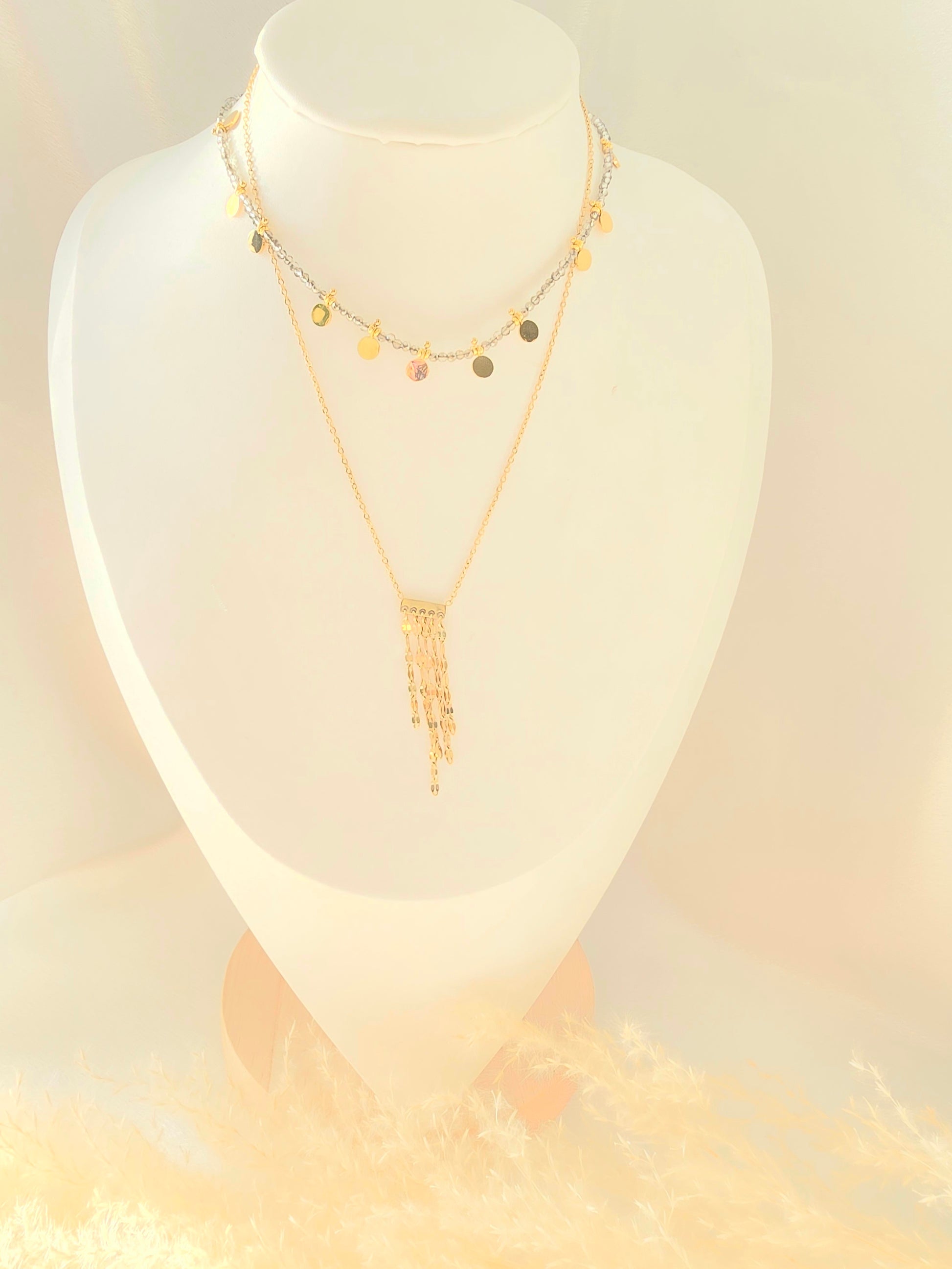 Collier Louane  - Pendentif 5 Chaînettes Acier Inoxydable | Élégant Or et Ame Bijoux