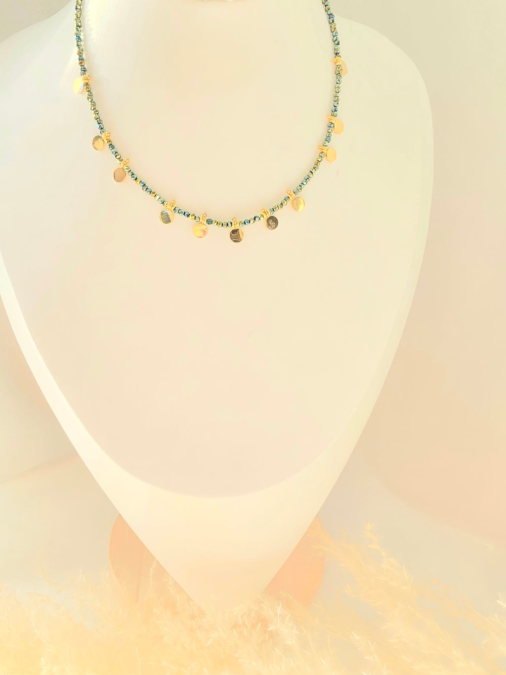 Collier EMILIE - Choker Pâtes de Verre Colorées & Pampilles Acier Inoxydable Or et Ame Bijoux