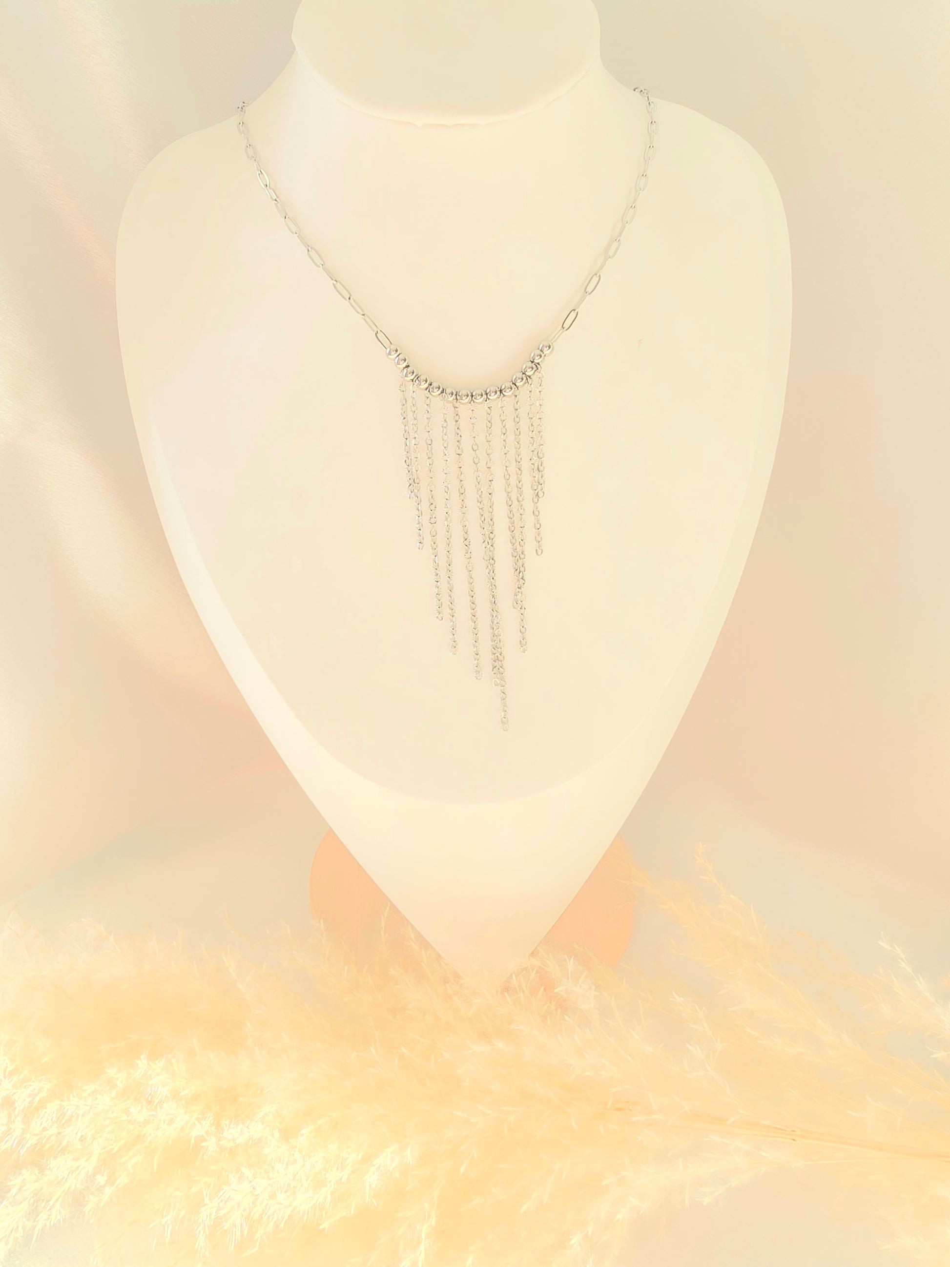 Collier Marjorie - Collier de Soirée Chaînettes & Perles Acier Inoxydable Or et Ame Bijoux