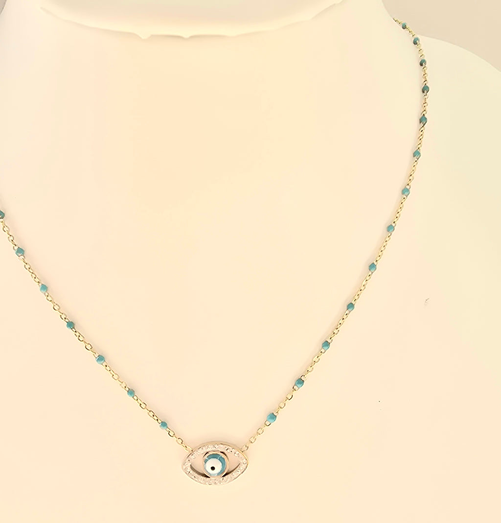 Collier JESS- Œil Tunisien Protecteur & Acier Inoxydable | Talisman Or et Ame Bijoux