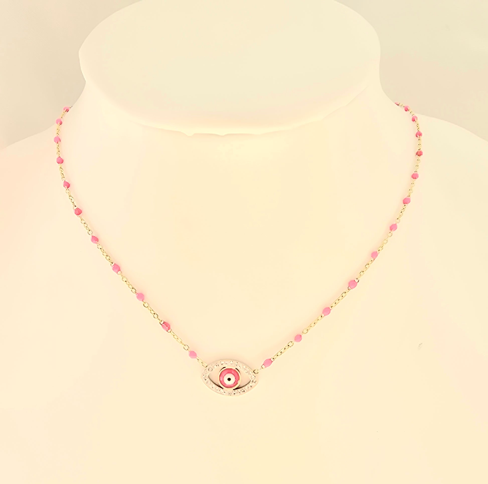 Collier JESS- Œil Tunisien Protecteur & Acier Inoxydable | Talisman Or et Ame Bijoux