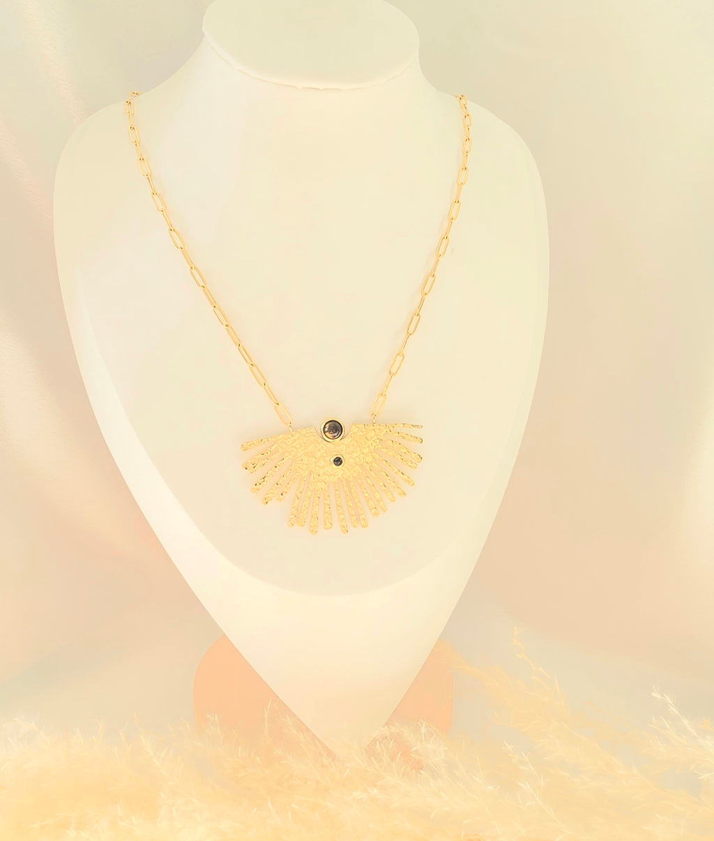 Collier JANI - Sautoir Long Pierres Naturelles Œil de Tigre Aventurine Améthyste Or et Ame Bijoux