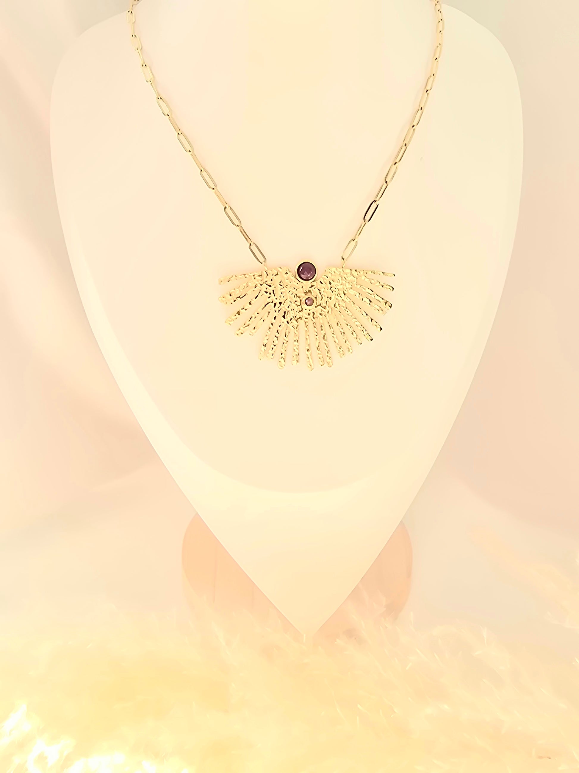 Collier JANI - Sautoir Long Pierres Naturelles Œil de Tigre Aventurine Améthyste Or et Ame Bijoux