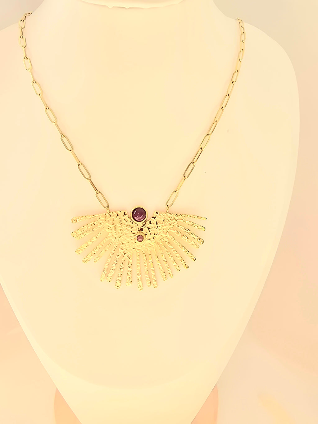 Collier JANI - Sautoir Long Pierres Naturelles Œil de Tigre Aventurine Améthyste Or et Ame Bijoux