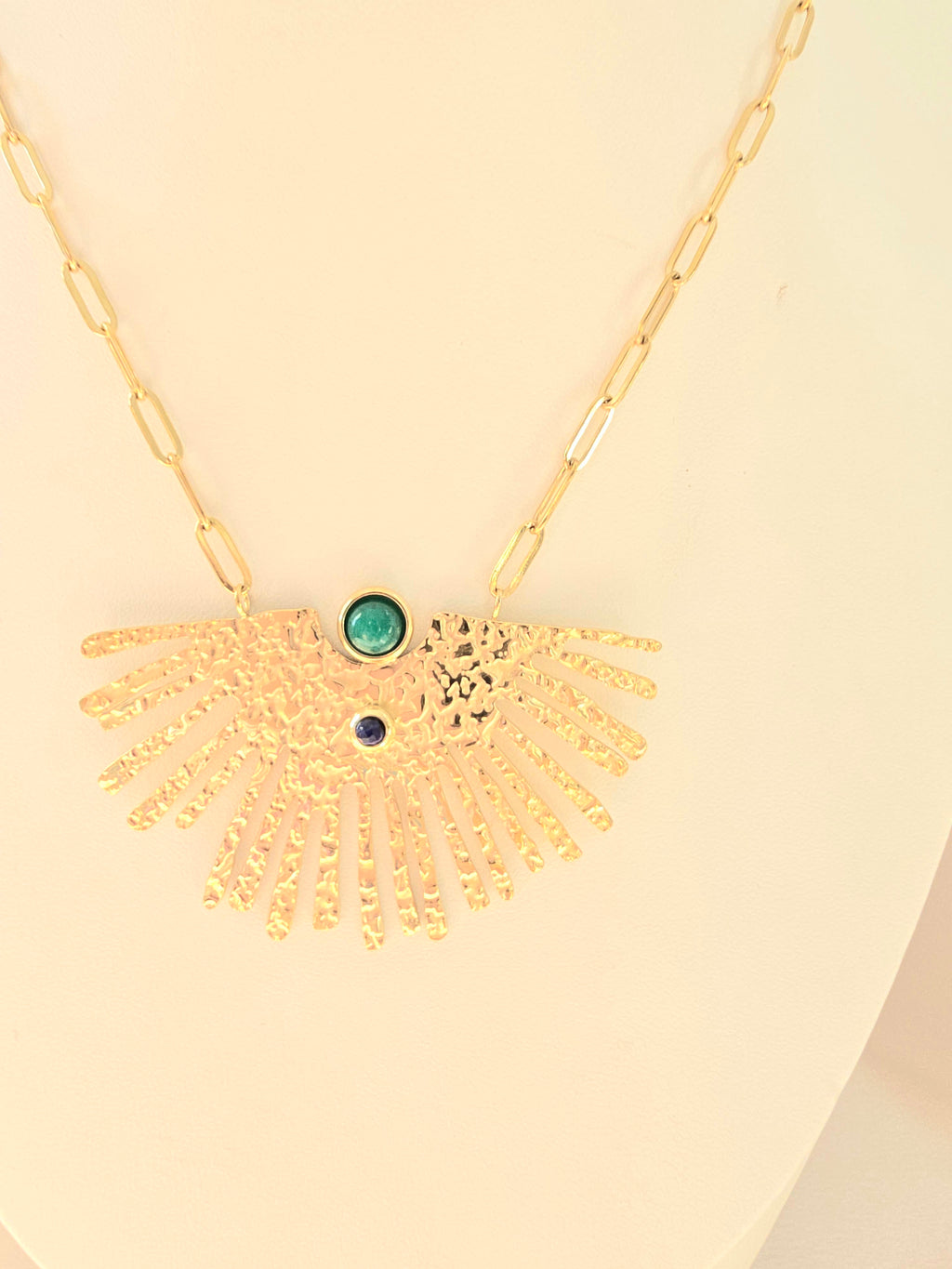 Collier JANI - Sautoir Long Pierres Naturelles Œil de Tigre Aventurine Améthyste Or et Ame Bijoux