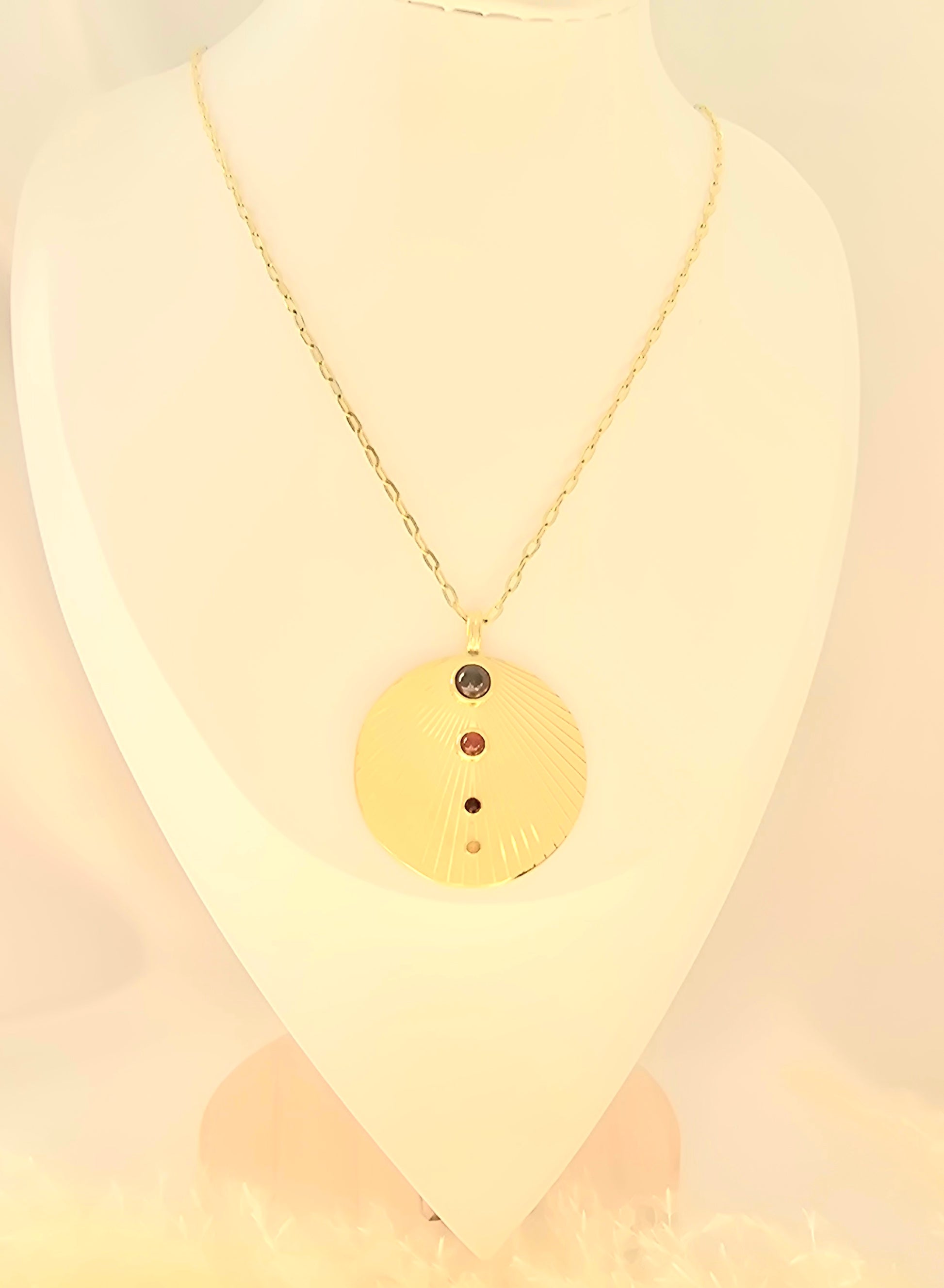 Collier Jack - Sautoir Soleil Rayonnant Œil de Tigre & Agate Bleue | Bohème Or et Ame Bijoux