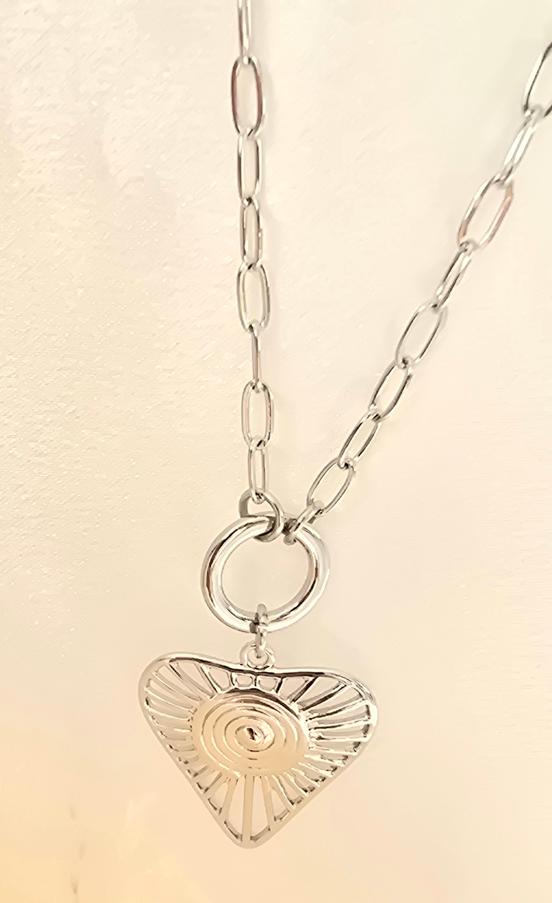 Collier Curly  - Pendentif Cœur Solaire Acier Inoxydable | Bijou Romantique Or et Ame BIjoux