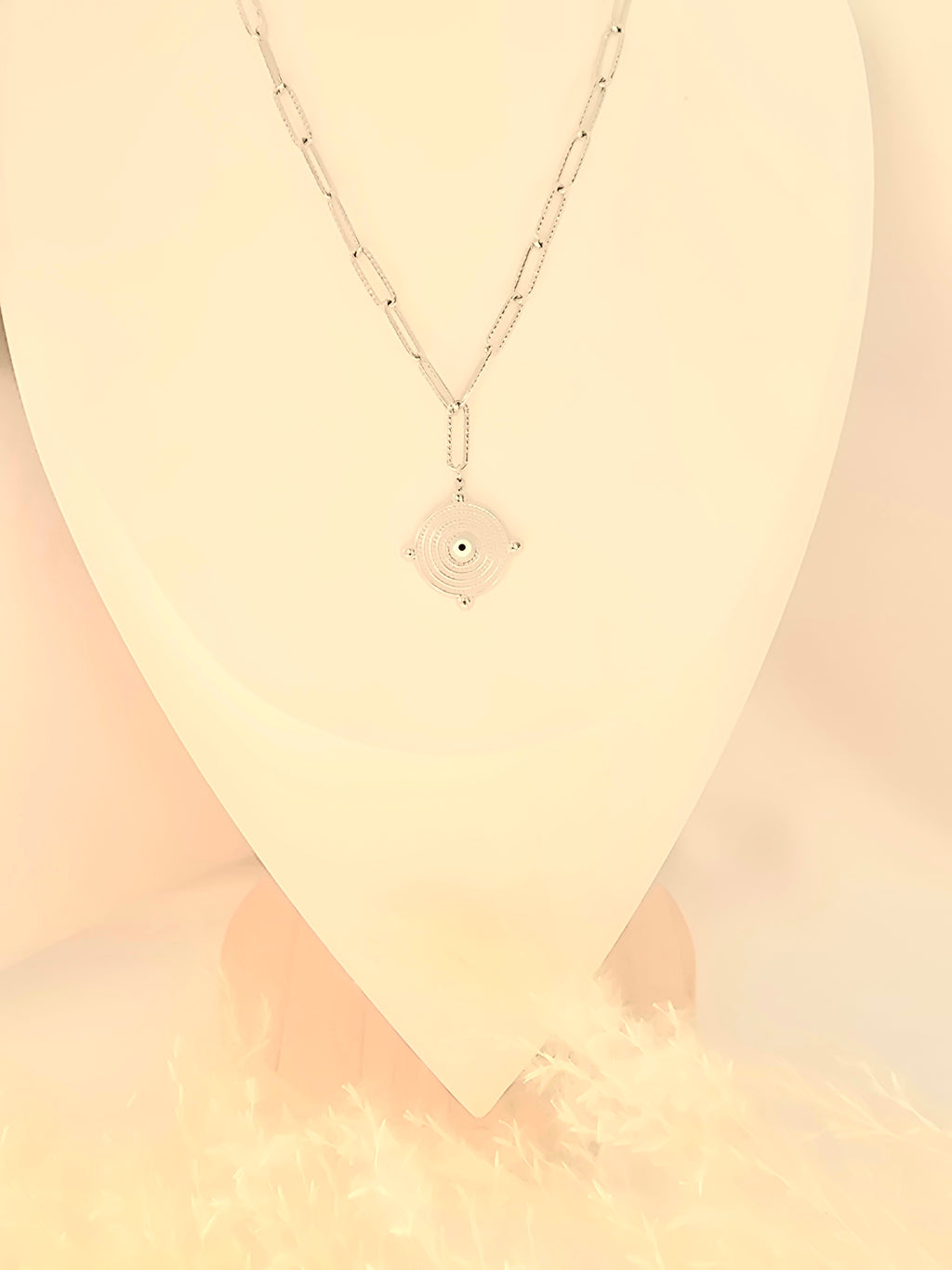 Collier ANDY Empreinte Œil de Protection Acier argenté et Ame Bijoux