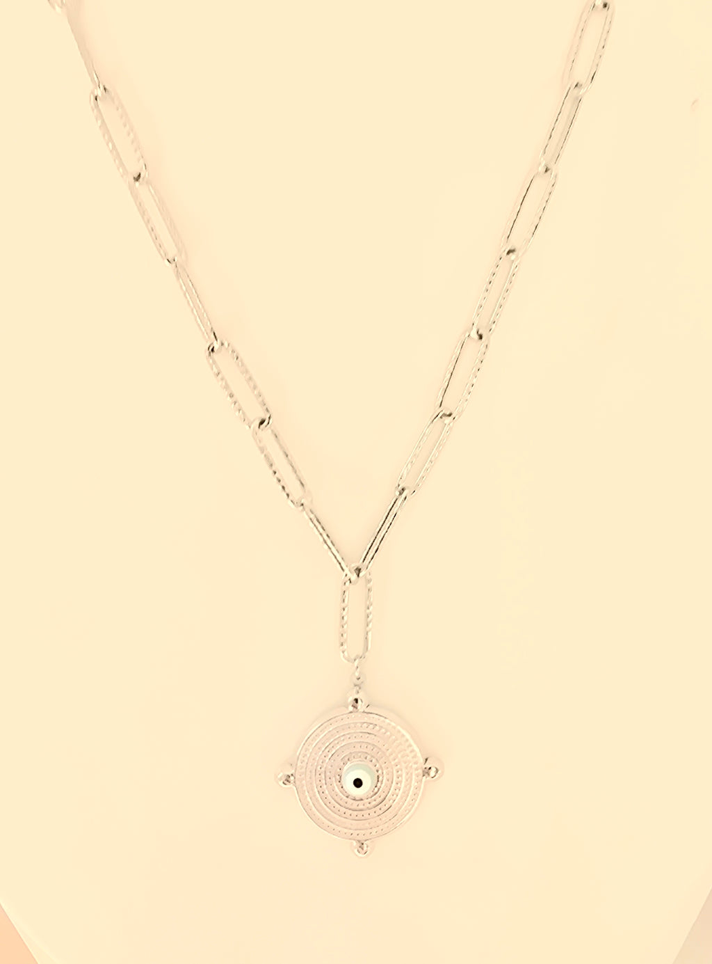 Collier ANDY Empreinte Œil de Protection Acier argenté et Ame Bijoux