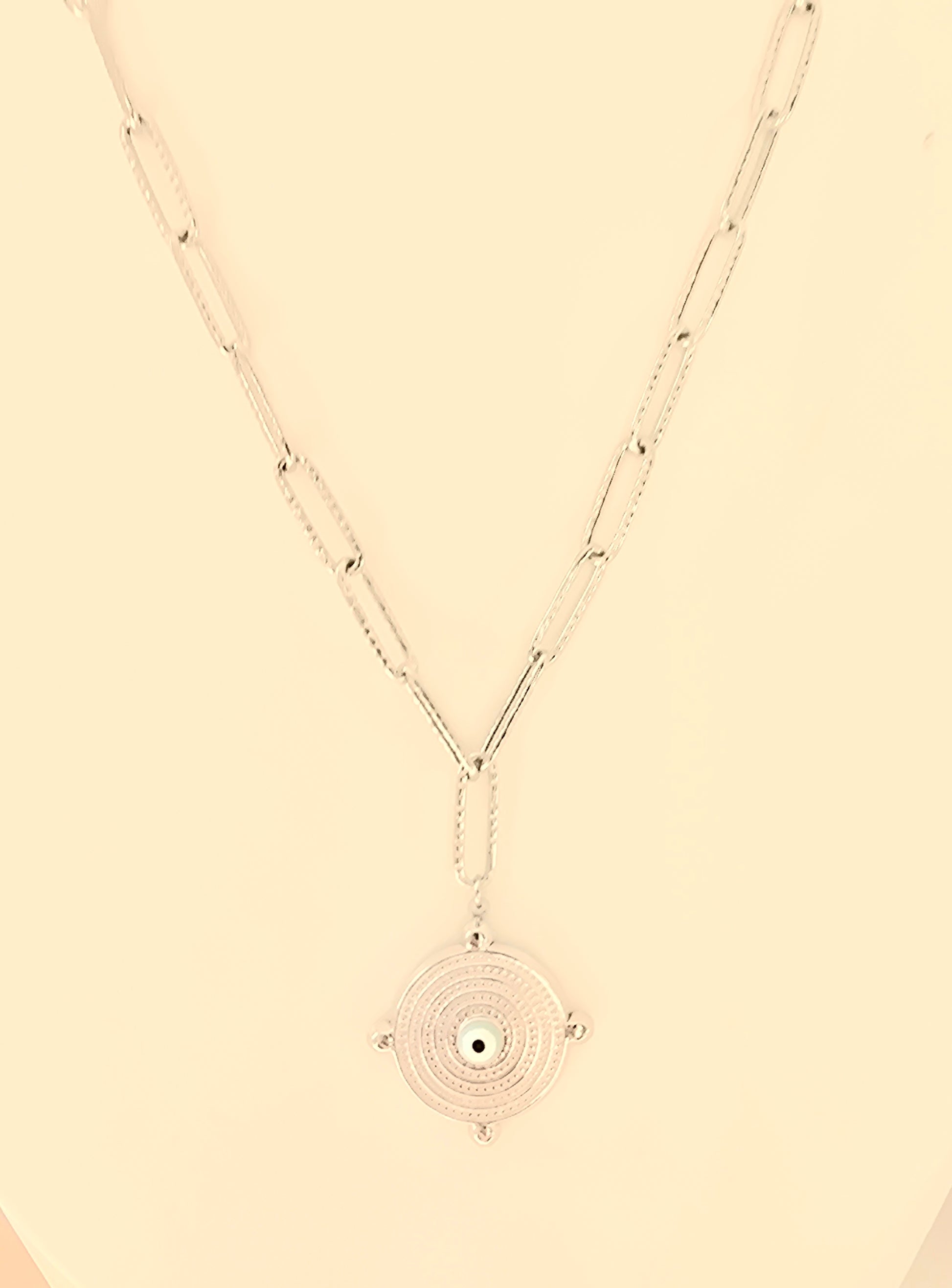 Collier ANDY Empreinte Œil de Protection Acier argenté et Ame Bijoux