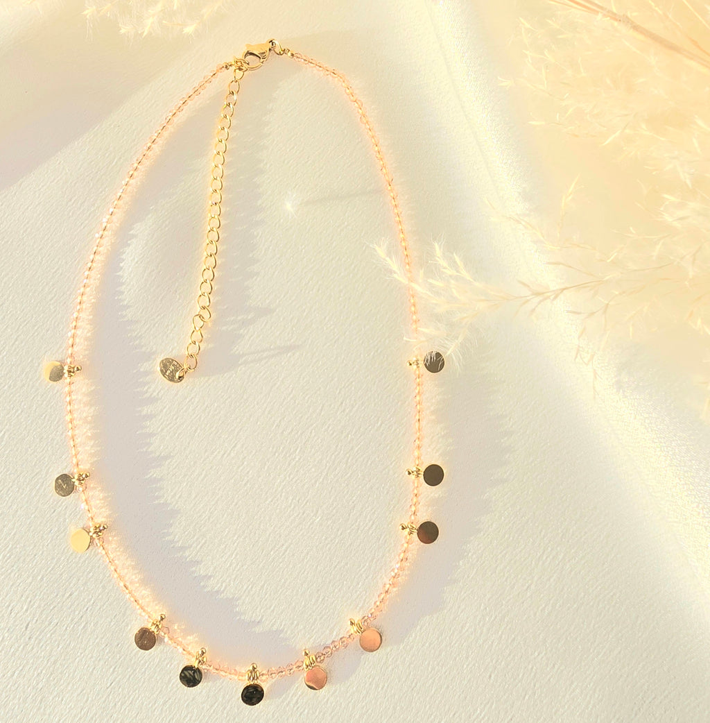 Collier EMILIE - Choker Pâtes de Verre Colorées & Pampilles Acier Inoxydable Or et Ame Bijoux