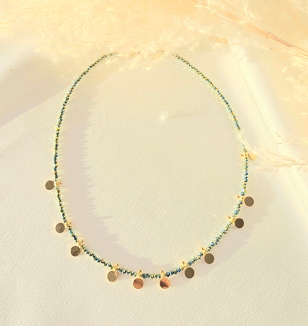 Collier EMILIE - Choker Pâtes de Verre Colorées & Pampilles Acier Inoxydable Or et Ame Bijoux