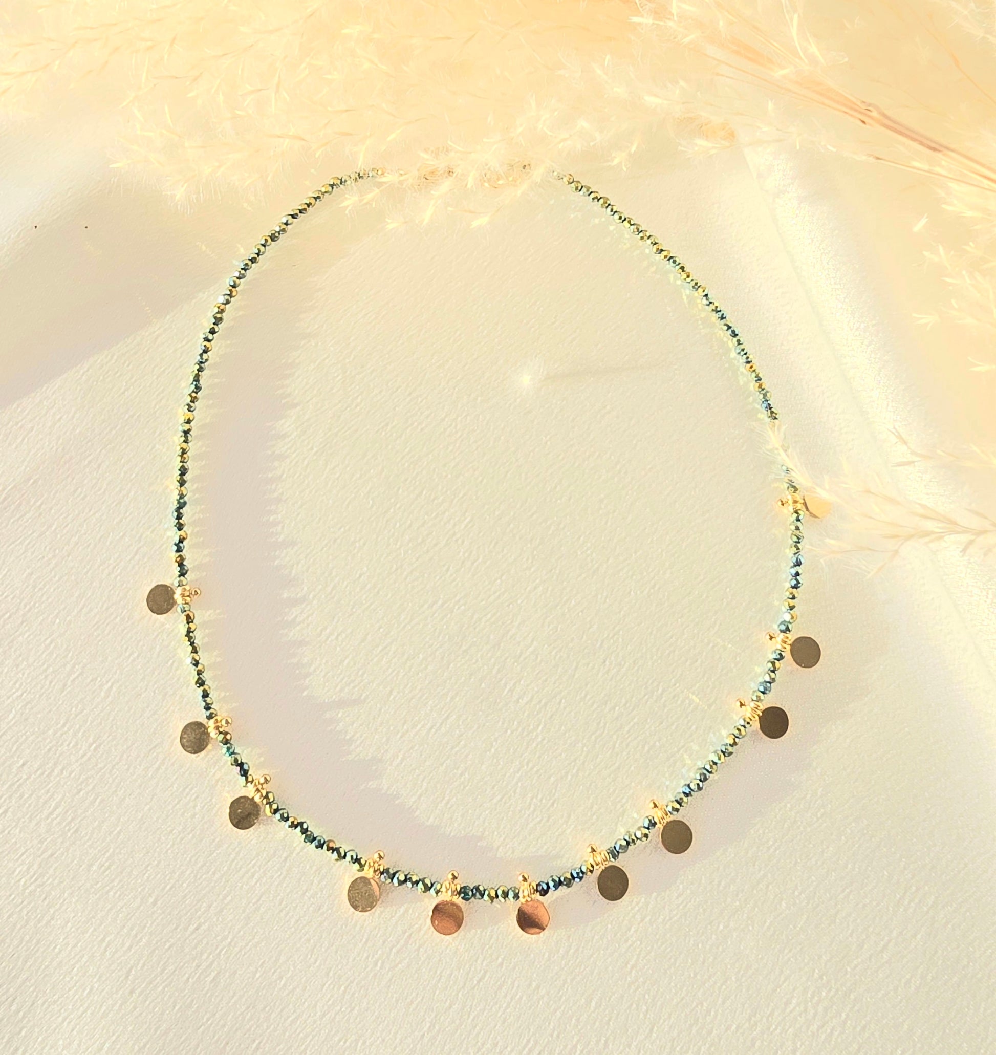 Collier EMILIE - Choker Pâtes de Verre Colorées & Pampilles Acier Inoxydable Or et Ame Bijoux