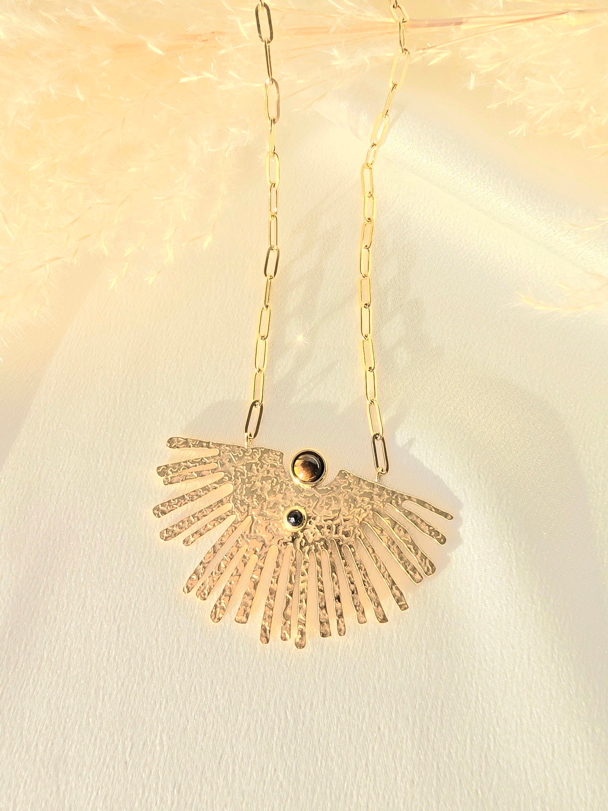 Collier JANI - Sautoir Long Pierres Naturelles Œil de Tigre Aventurine Améthyste Or et Ame Bijoux