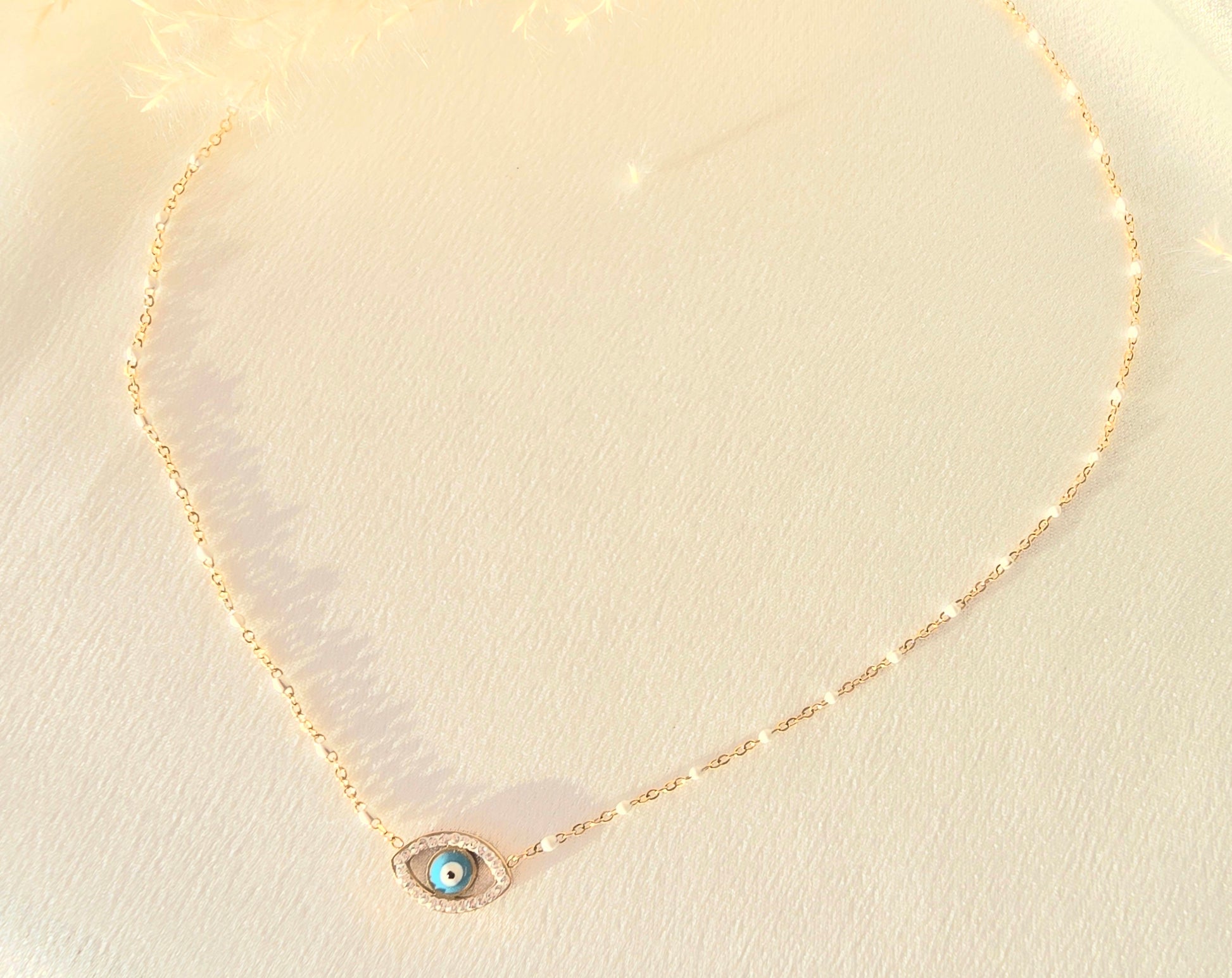 Collier JESS- Œil Tunisien Protecteur & Acier Inoxydable | Talisman Or et Ame Bijoux