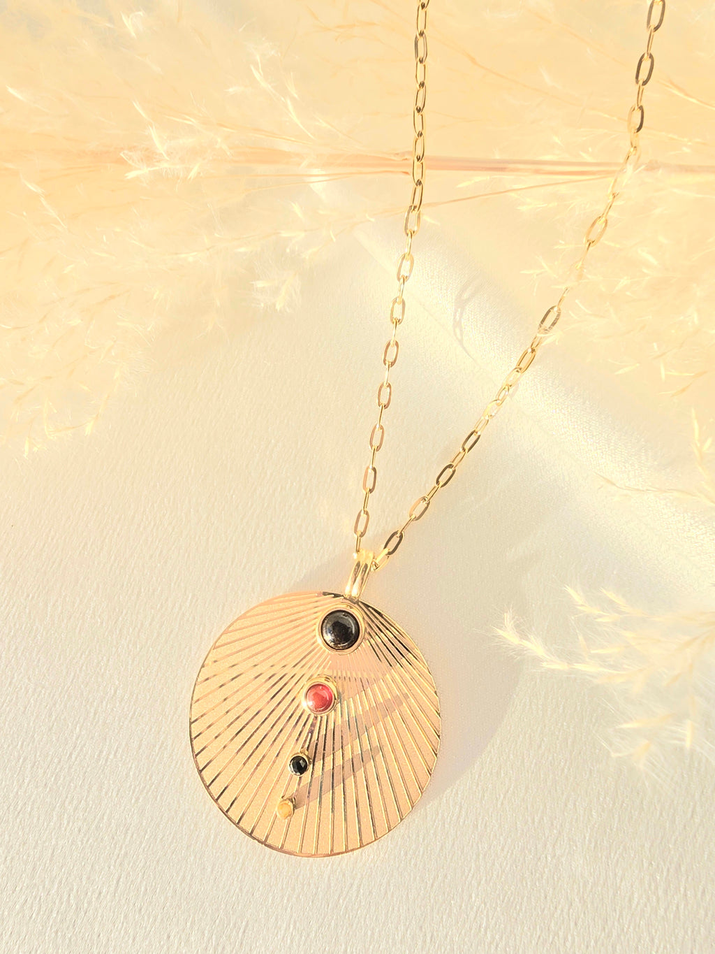 Collier Jack - Sautoir Soleil Rayonnant Œil de Tigre & Agate Bleue | Bohème Or et Ame Bijoux