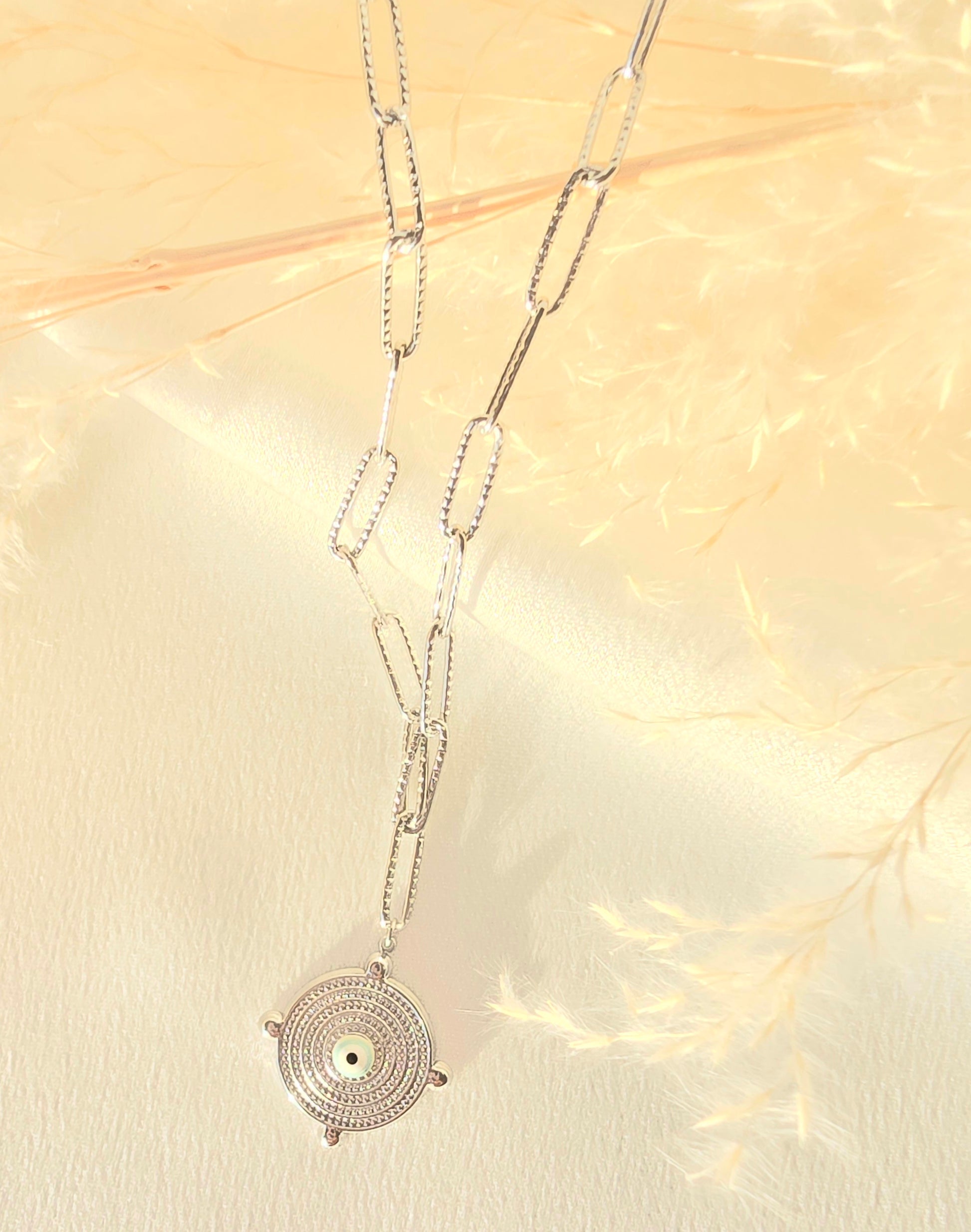 Collier ANDY Empreinte Œil de Protection Acier argenté et Ame Bijoux