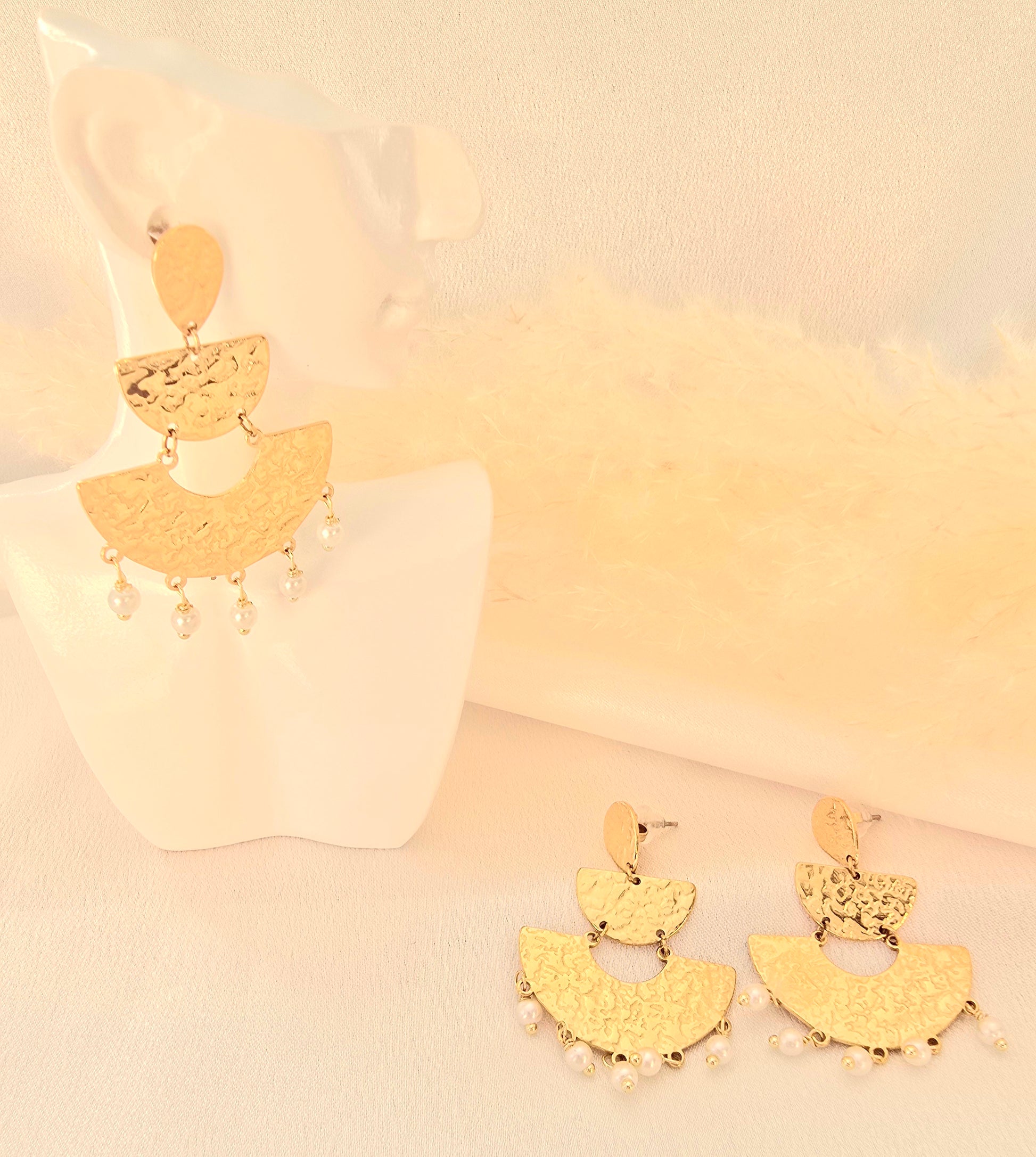 Boucles d'oreilles Wanda  - Créoles Tressées Dorées Acier Inoxydable | Bohème Or et Ame Bijoux