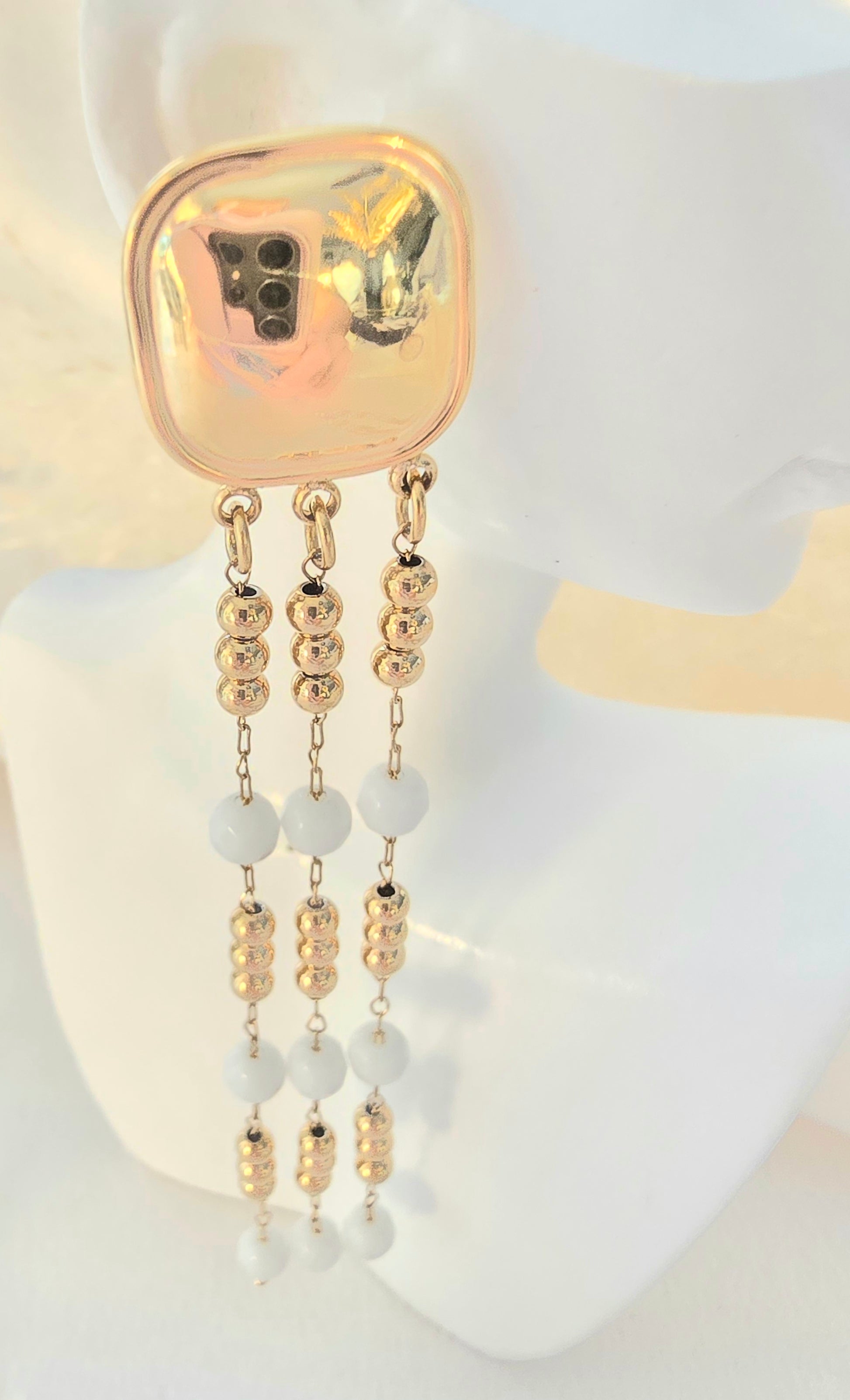 Boucles d'oreilles LEVA  Cascade Dorée Pierre Naturelle - Aurea Bijoux