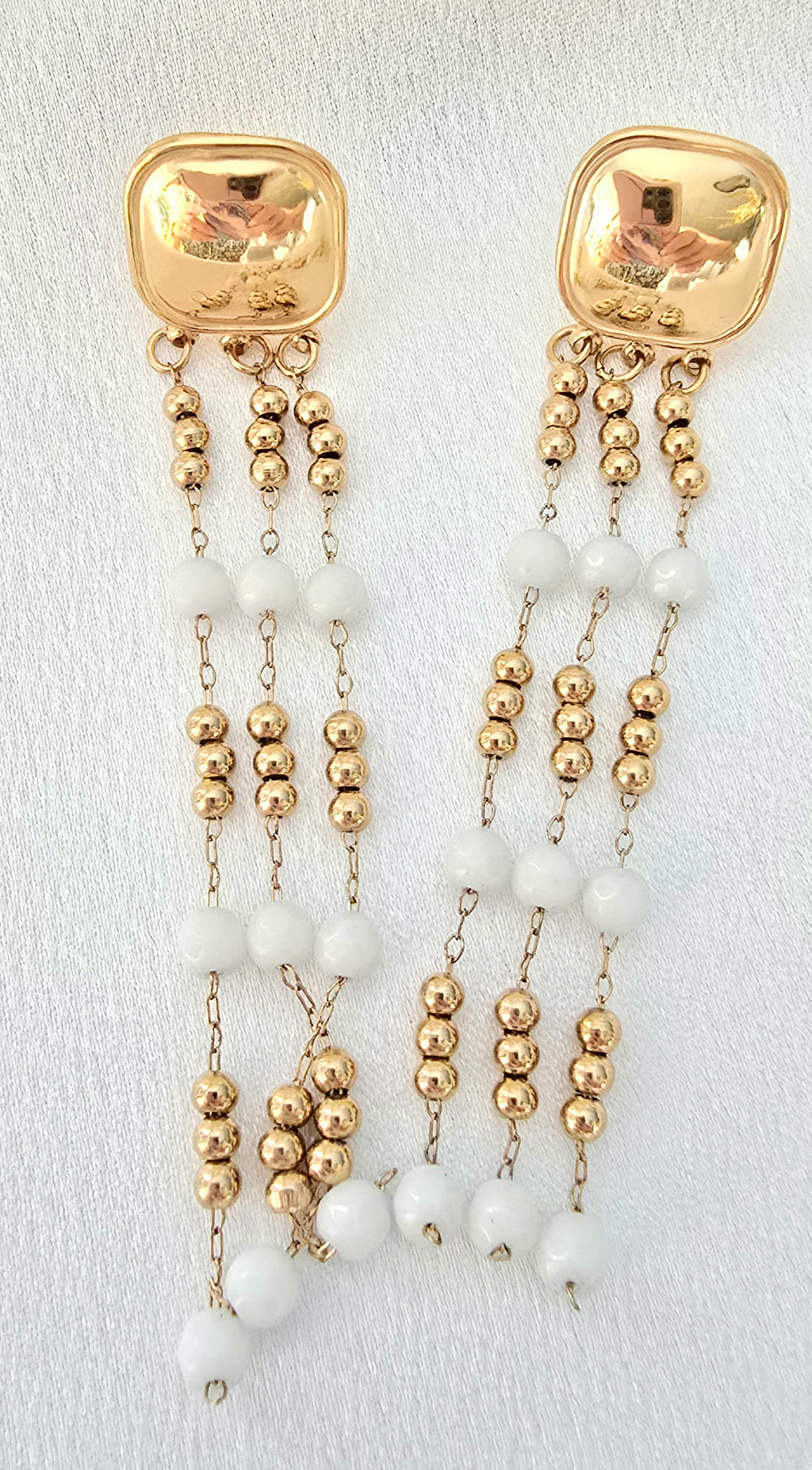 Boucles d'oreilles LEVA  Cascade Dorée Pierre Naturelle - Aurea Bijoux