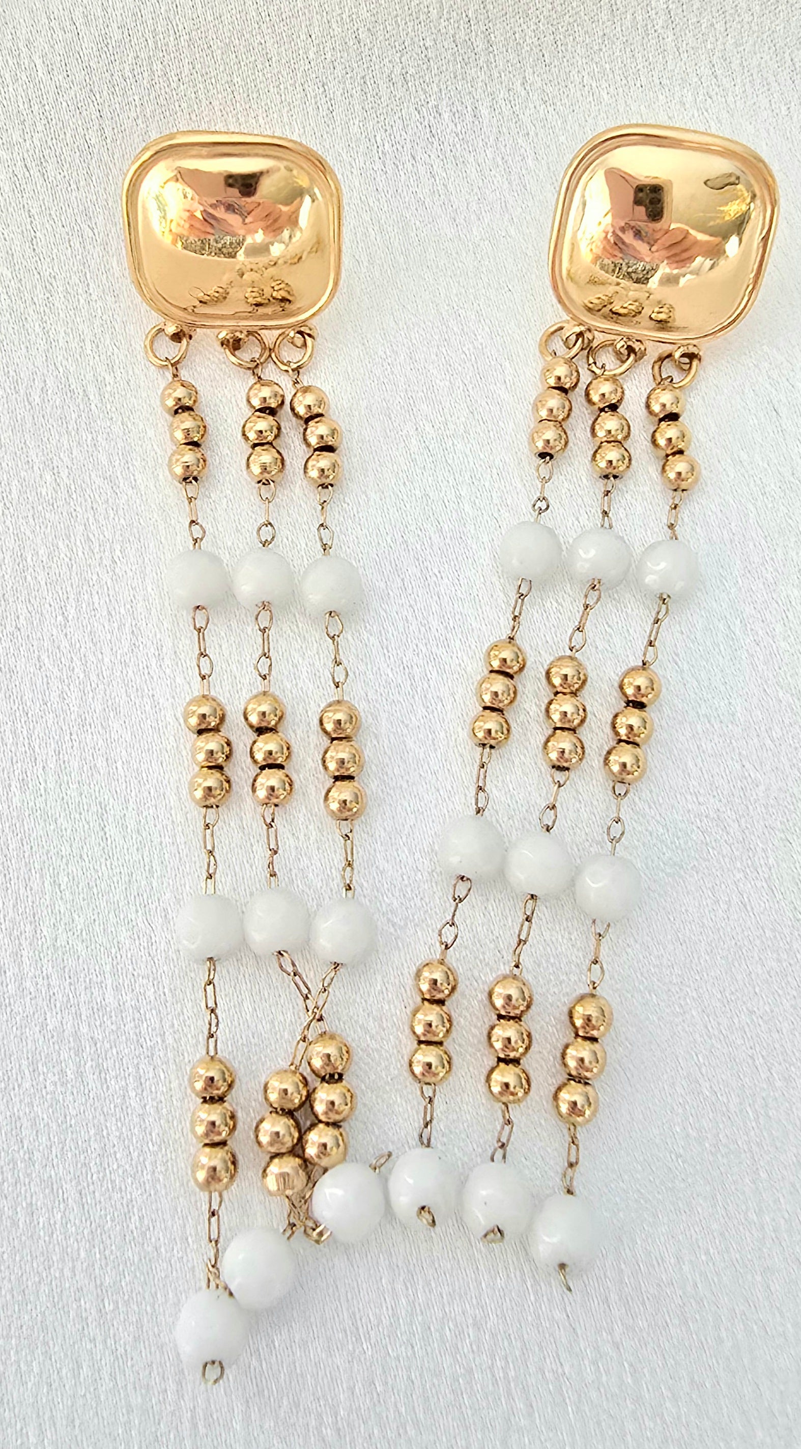 Boucles d'oreilles LEVA  Cascade Dorée Pierre Naturelle - Aurea Bijoux