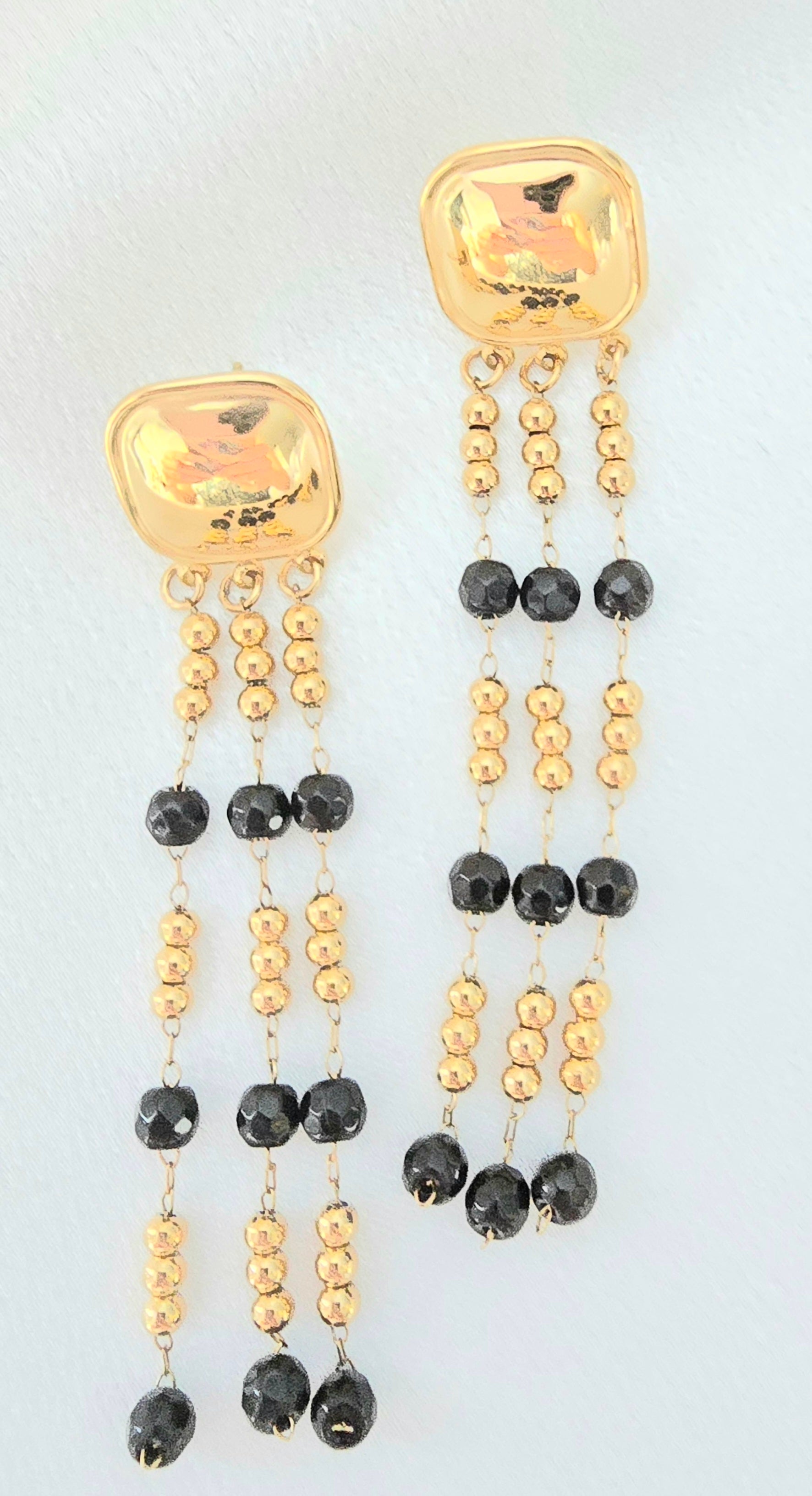 Boucles d'oreilles LEVA  Cascade Dorée Pierre Naturelle - Aurea Bijoux