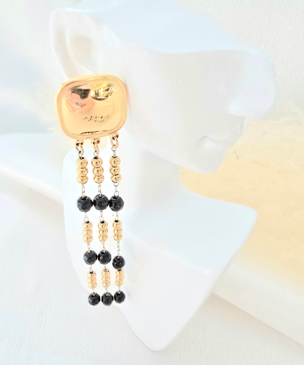 Boucles d'oreilles LEVA  Cascade Dorée Pierre Naturelle - Aurea Bijoux