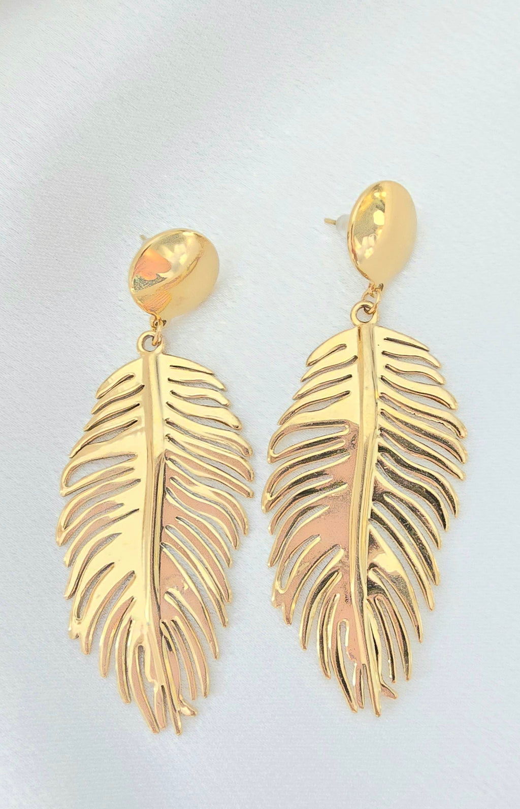 Boucles d'oreilles Melisa - Feuilles Pendantes Oversize Dorée Or et Ame Bijoux