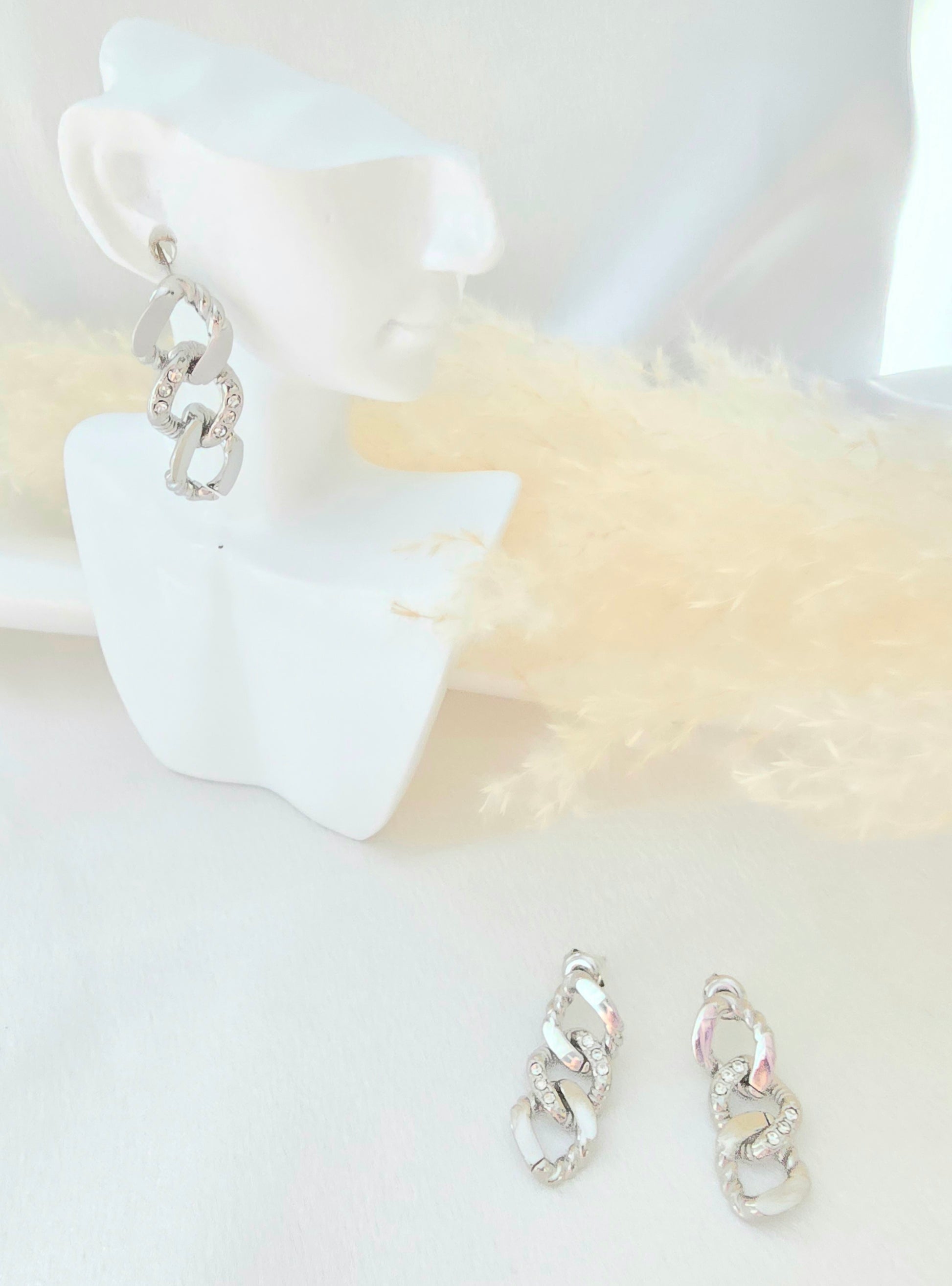 Boucles d'oreilles Cali TRiple Anneau Zirconium - Or et Ame Bijoux