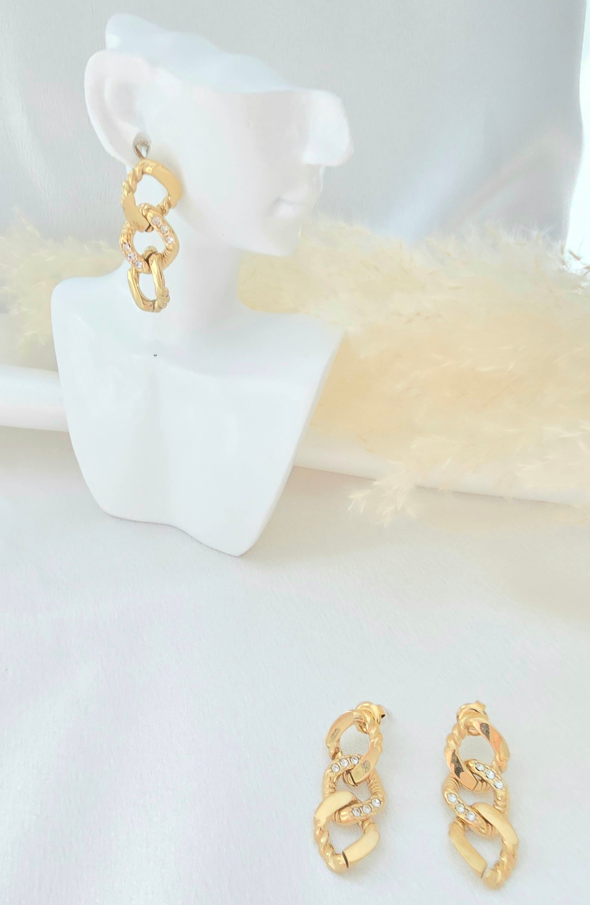 Boucles d'oreilles Cali TRiple Anneau Zirconium - Or et Ame Bijoux