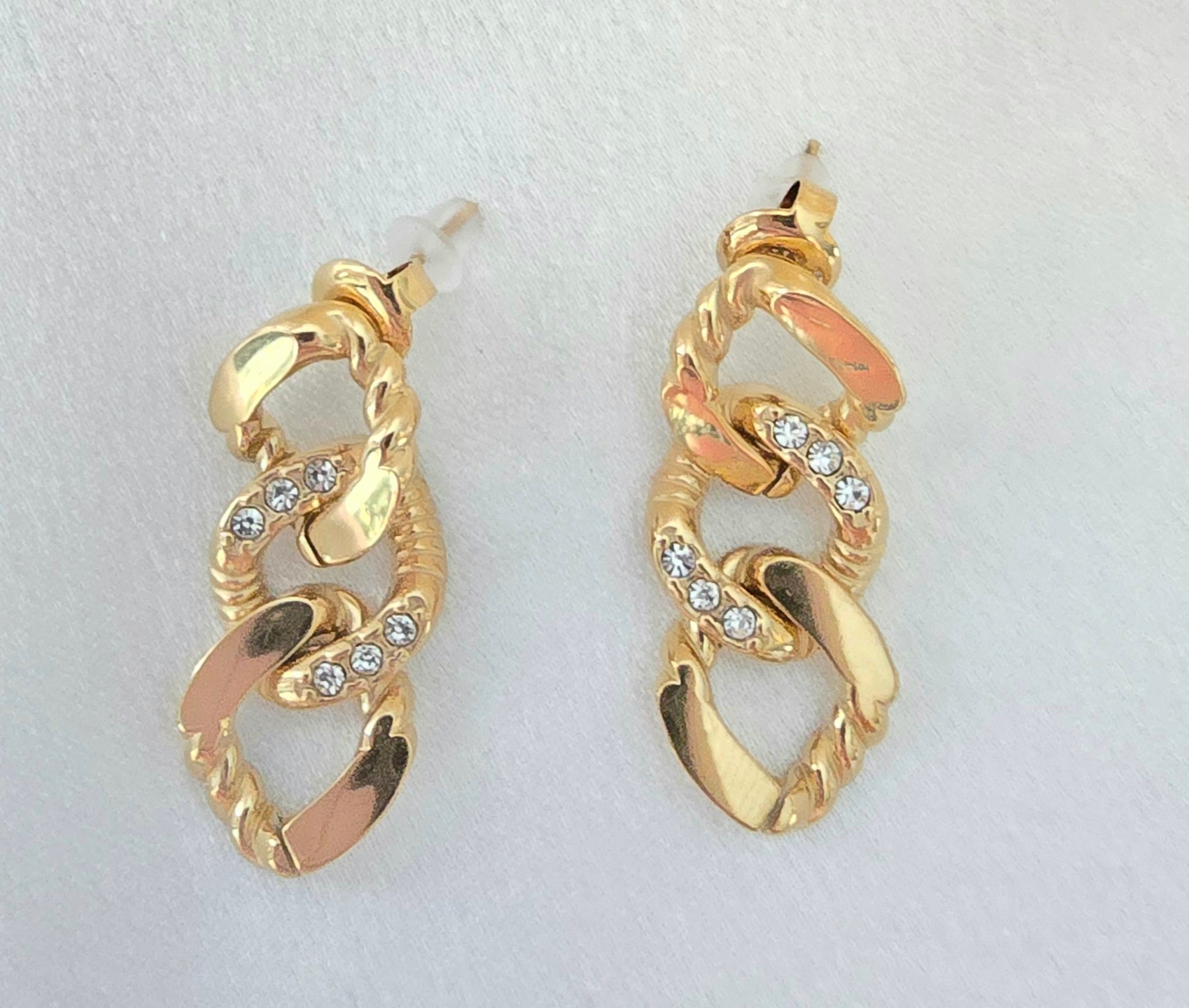 Boucles d'oreilles Cali TRiple Anneau Zirconium - Or et Ame Bijoux