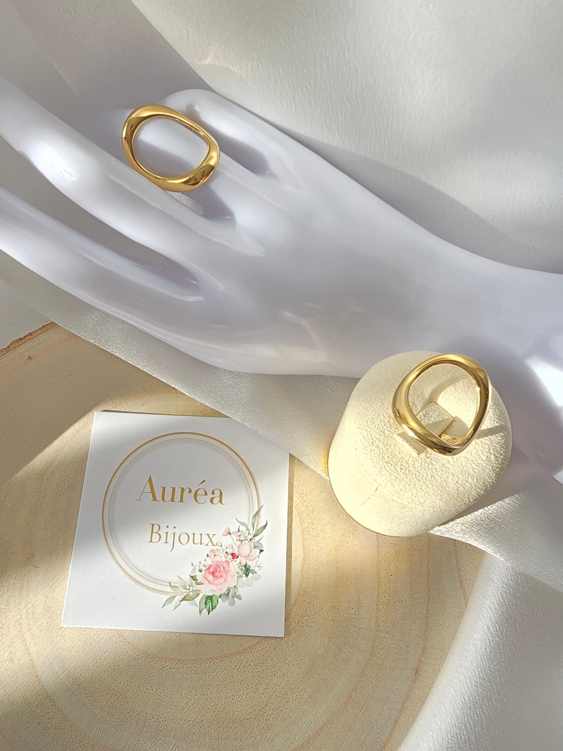 Bague AZIA Large Minimaliste - Anneau Acier Inoxydable doré ou argenté | Or et Ame Bijoux