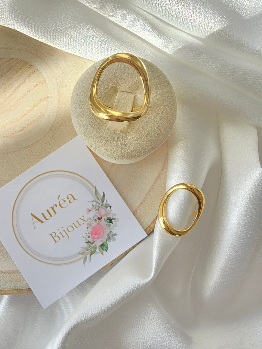 Bague AZIA Large Minimaliste - Anneau Acier Inoxydable doré ou argenté | Or et Ame Bijoux