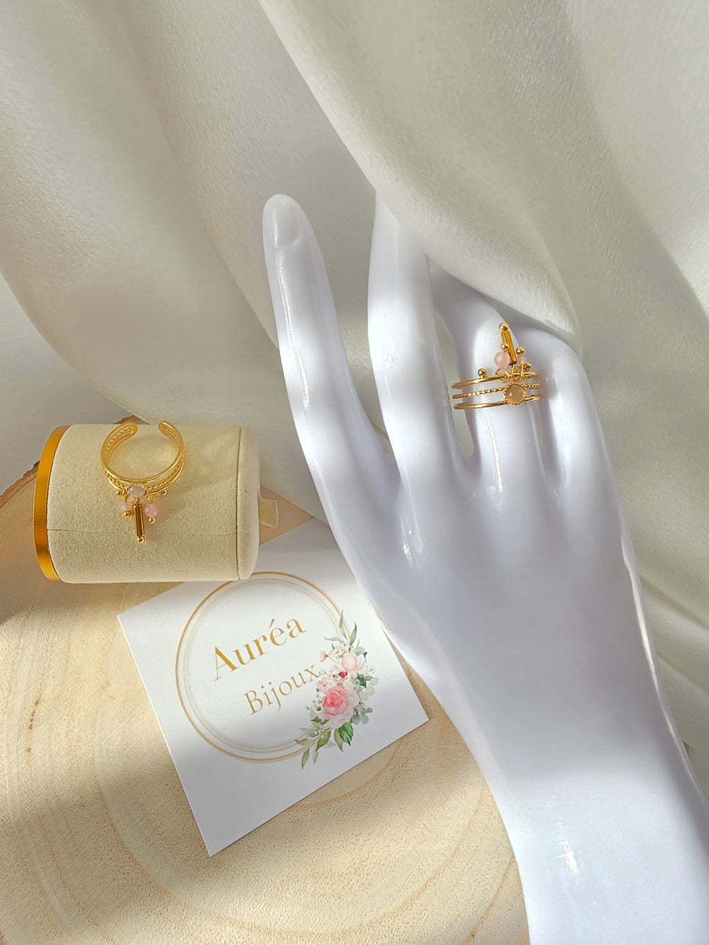 Bague MAE  Triple Rang Pierre & Cristal - Bijou Bohème | Or et Ame Bijoux
