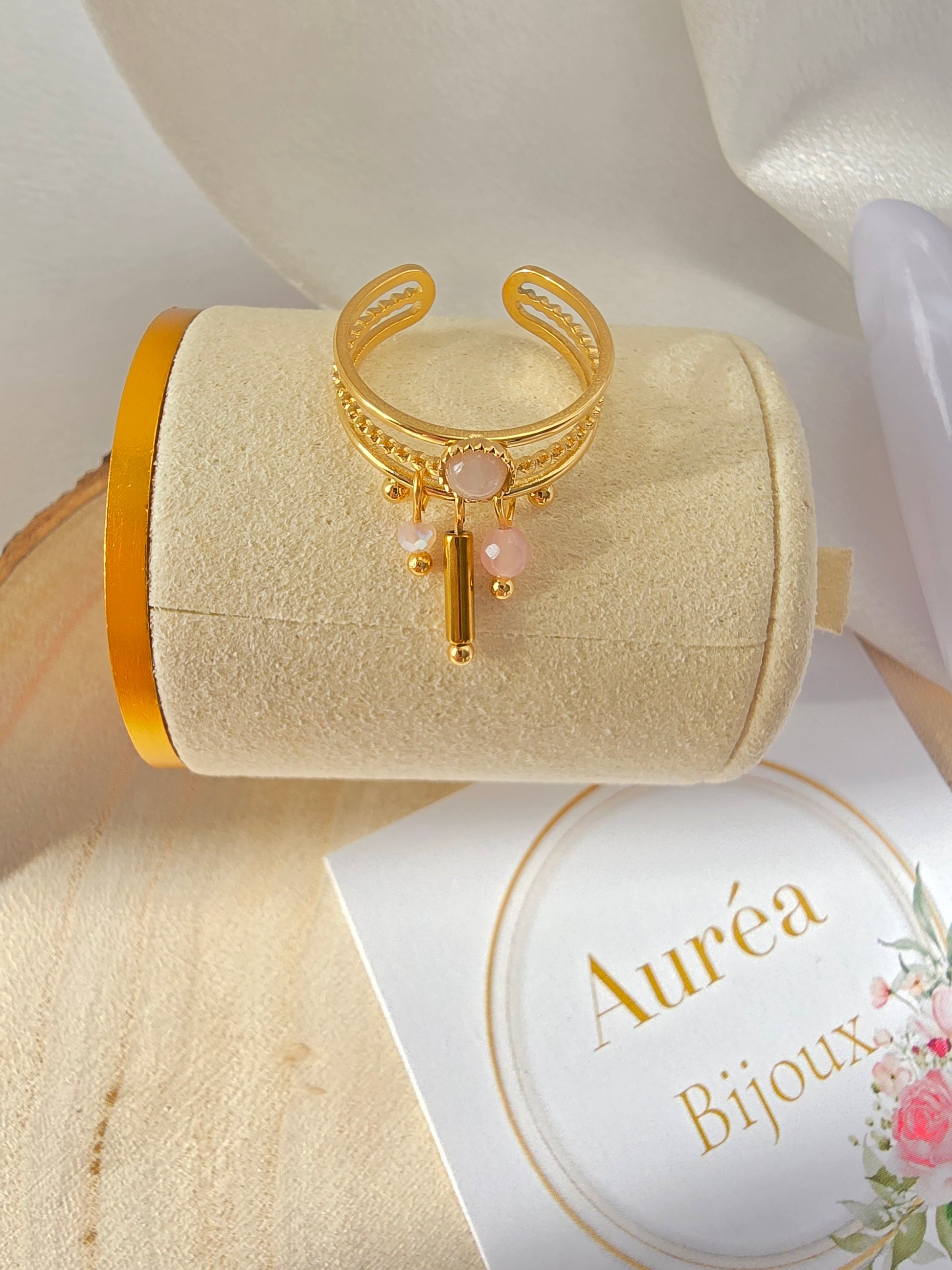 Bague MAE  Triple Rang Pierre & Cristal - Bijou Bohème | Or et Ame Bijoux