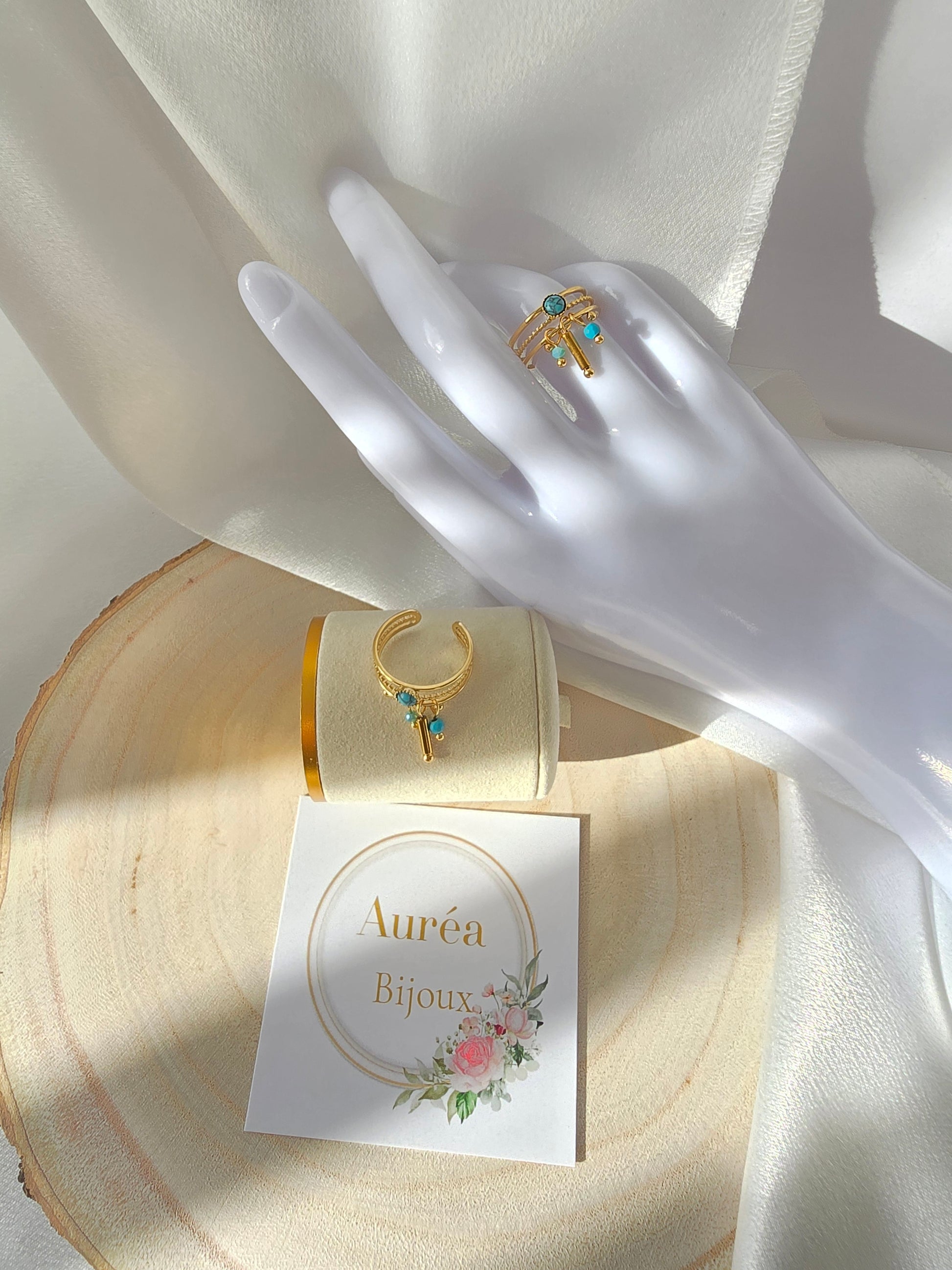 Bague MAE  Triple Rang Pierre & Cristal - Bijou Bohème | Or et Ame Bijoux