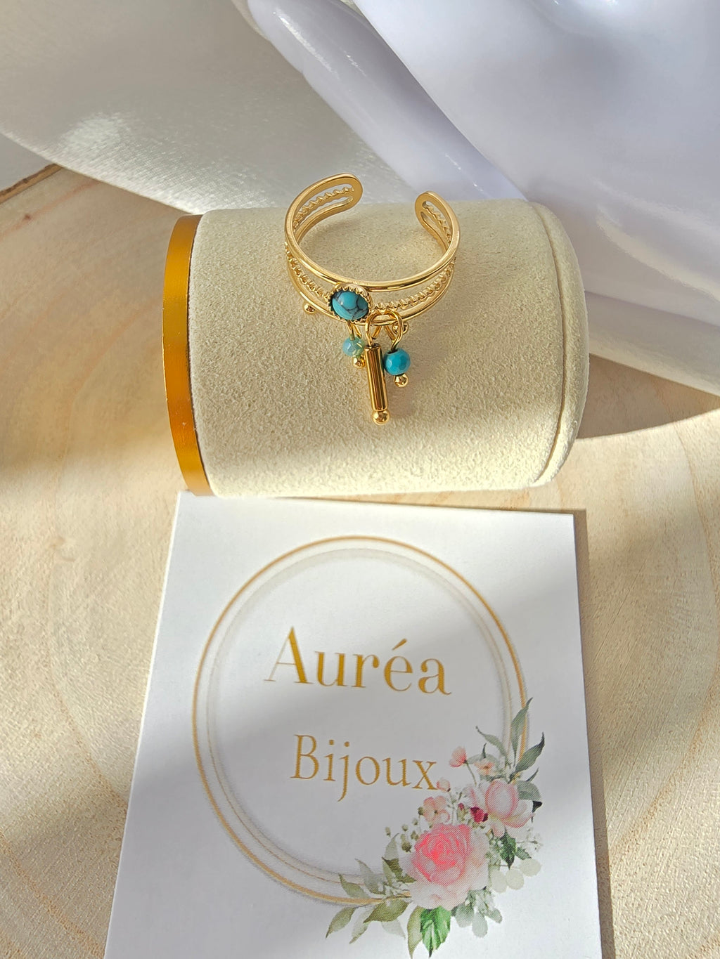 Bague MAE  Triple Rang Pierre & Cristal - Bijou Bohème | Or et Ame Bijoux
